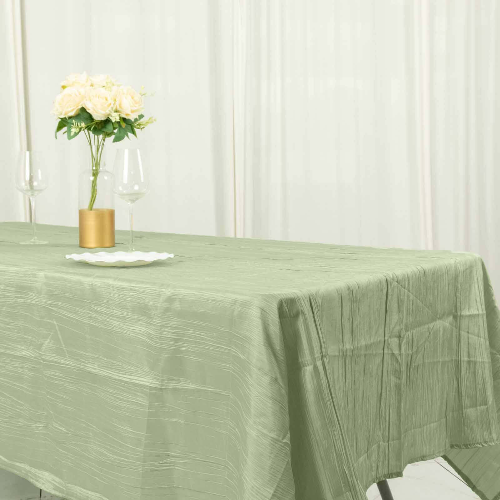 Taffeta 60x102 Rectangle Tablecloth Sage Green - Accordion Crinkle Table Cover