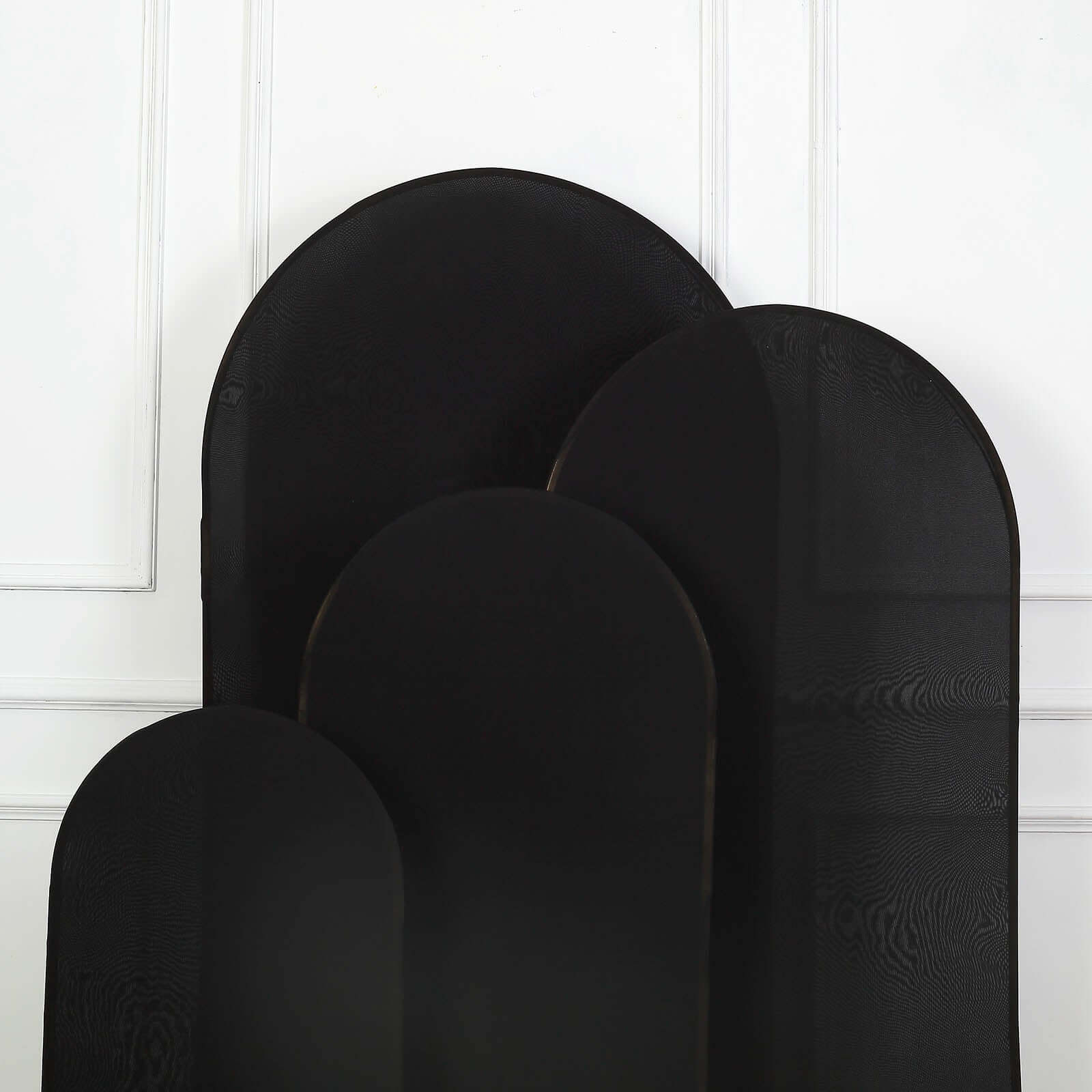 Set of 4 Matte Black Spandex Fitted Wedding Arch Covers For Round Top Chiara Backdrop Stands - 4ft,5ft,6ft,7ft