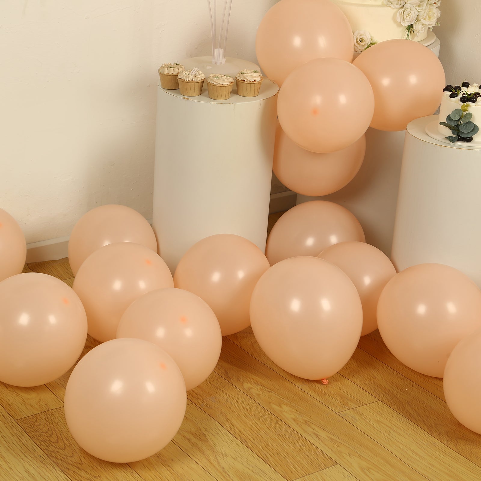 50 Pack Matte Pastel Blush Biodegradable Balloons 12, Round Eco-friendly Thick Latex Party Balloons