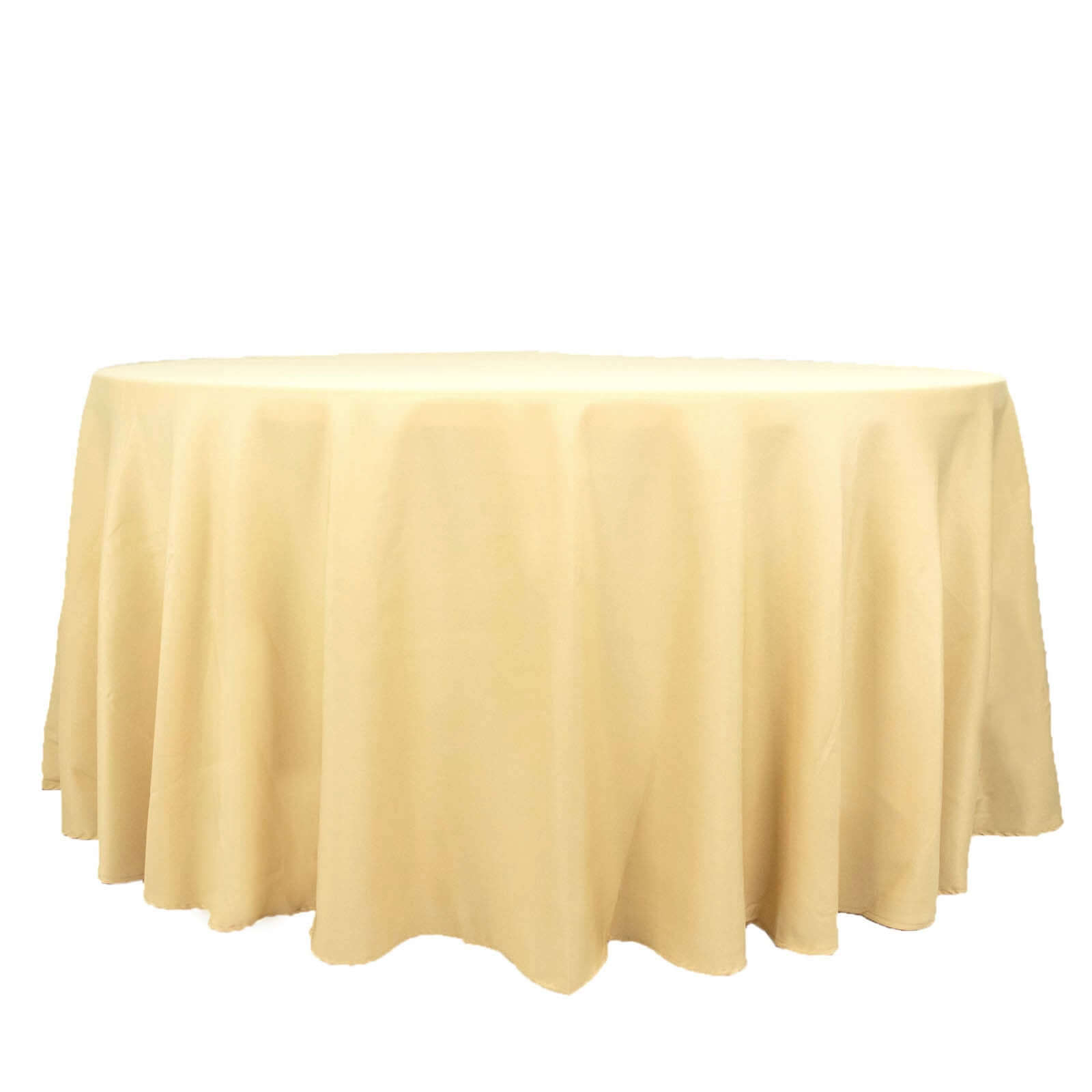 Premium Polyester 120 Round Tablecloth Champagne - Seamless 220GSM Wrinkle-Resistant Table Cover