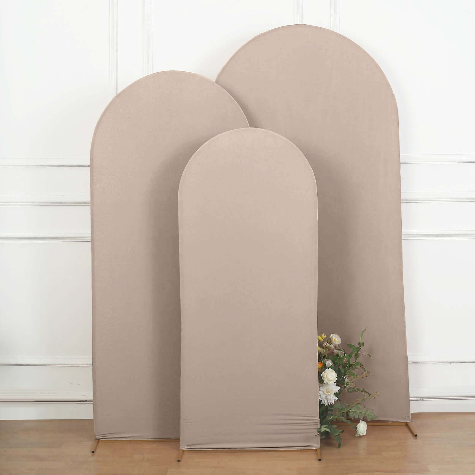 7ft Matte Nude Spandex Fitted Chiara Backdrop Stand Cover For Round Top Wedding Arch