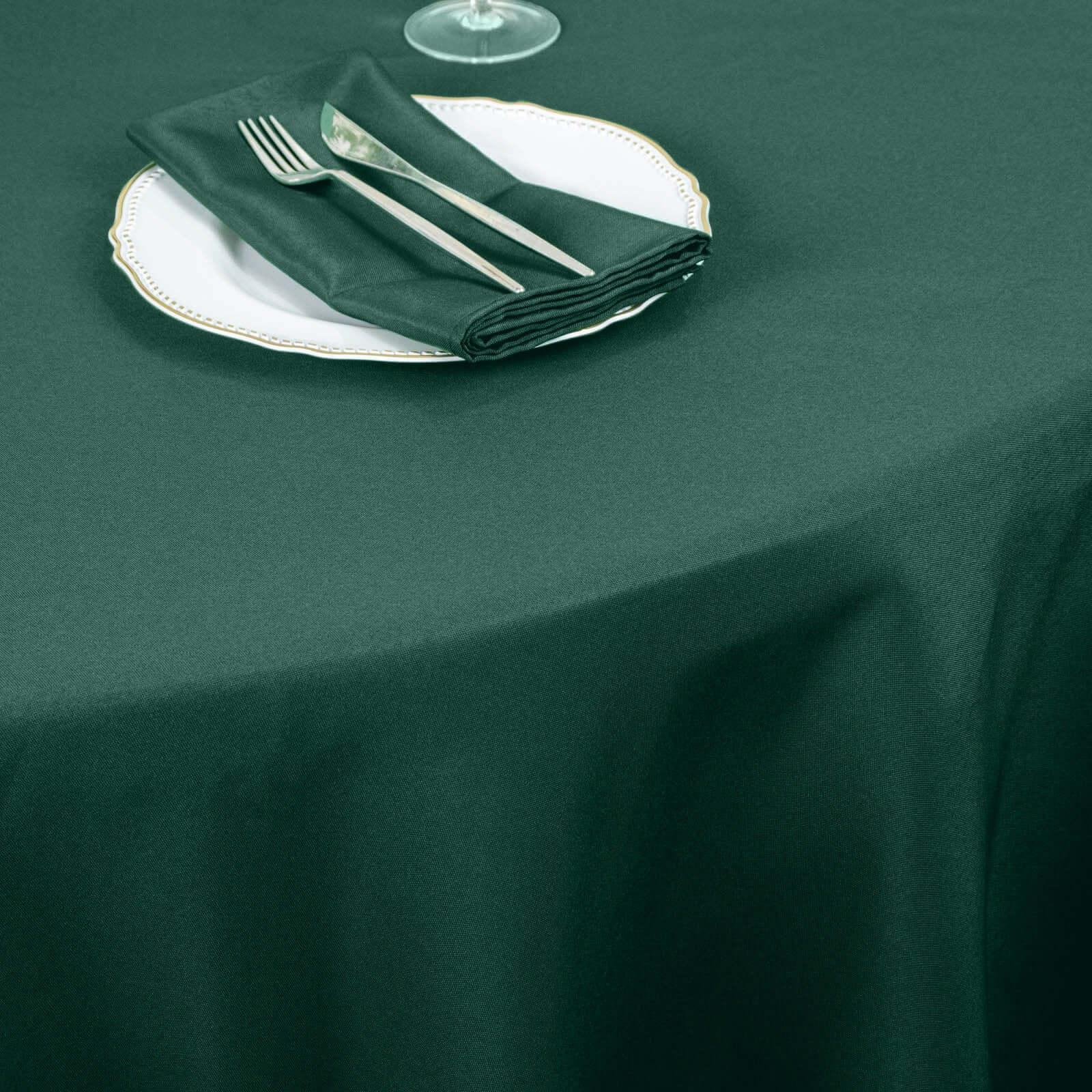 Premium Polyester 120 Round Tablecloth Hunter Emerald Green - Seamless 220GSM Wrinkle-Resistant Table Cover