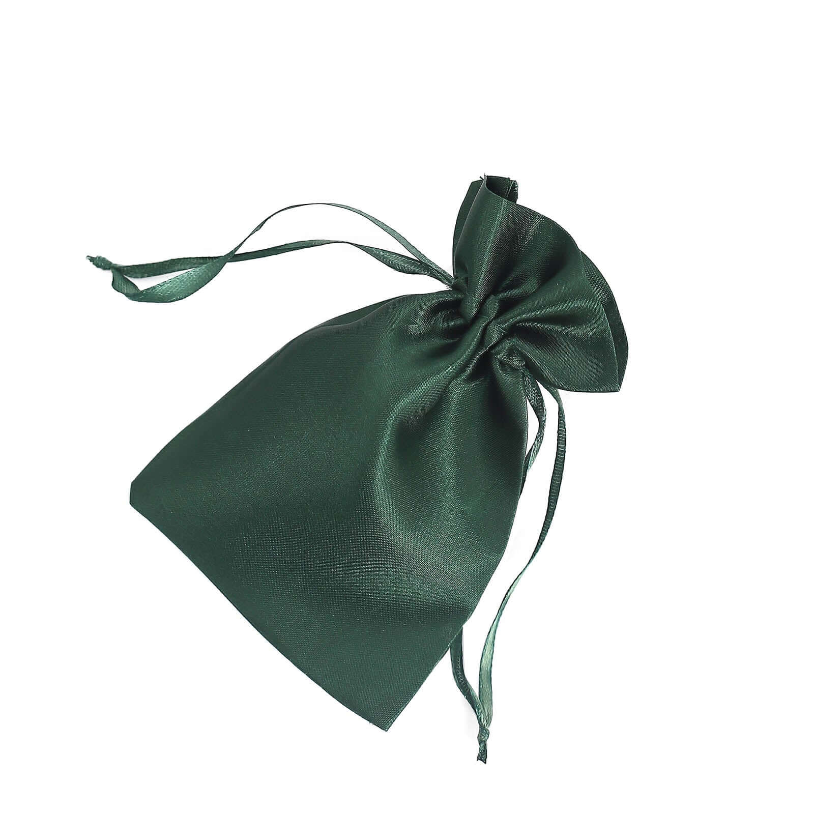 12 Pack 4x6 Hunter Emerald Green Satin Wedding Party Favor Bags, Drawstring Pouch Gift Bags