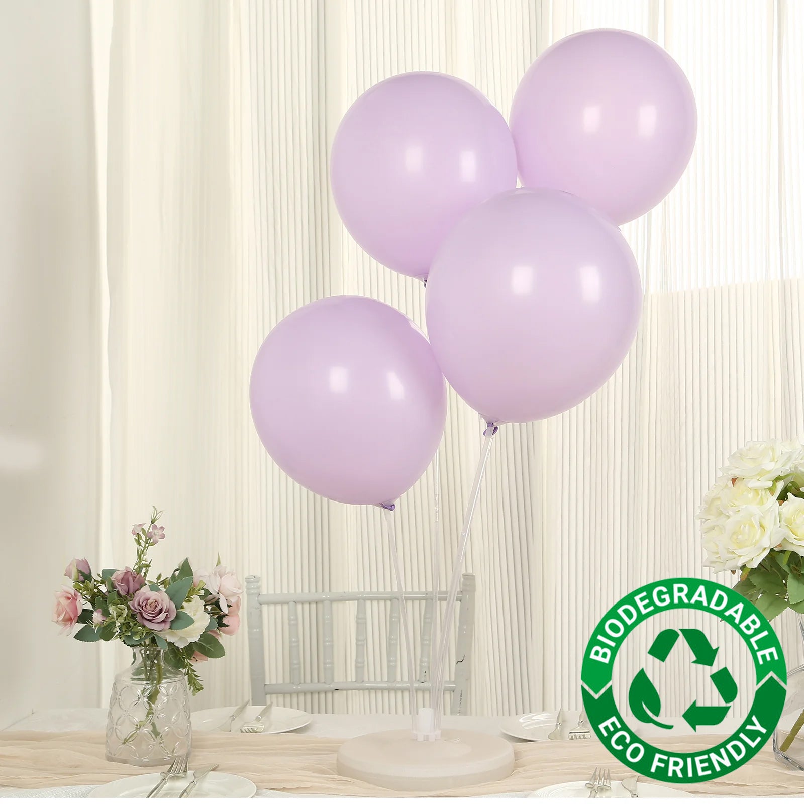 50 Pack Matte Pastel Purple Biodegradable Balloons 12, Round Eco-friendly Thick Latex Party Balloons