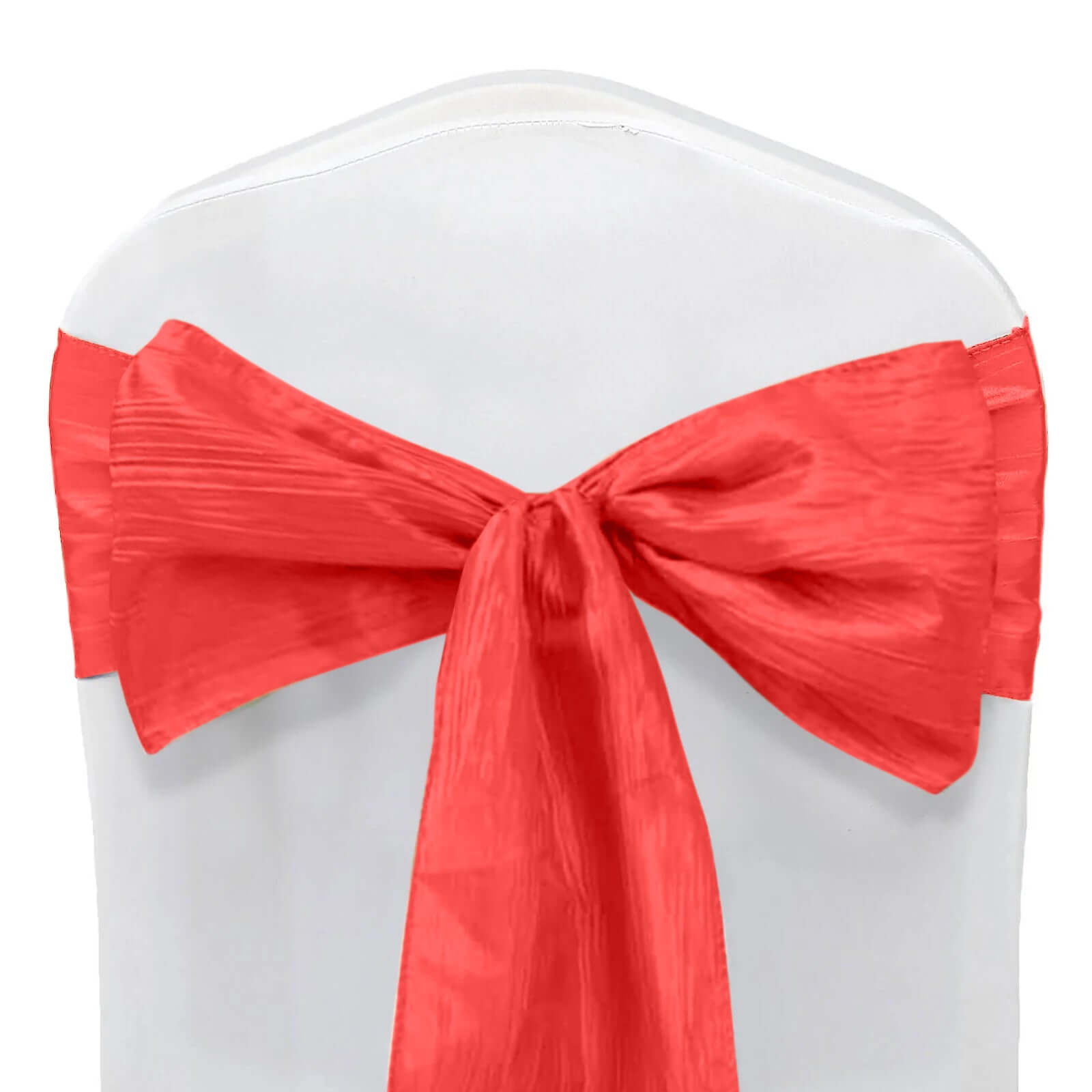 5 Pack Taffeta 6x106 Chair Sashes Red Accordion Crinkle Texture - Stylish Decor for Weddings & Gatherings