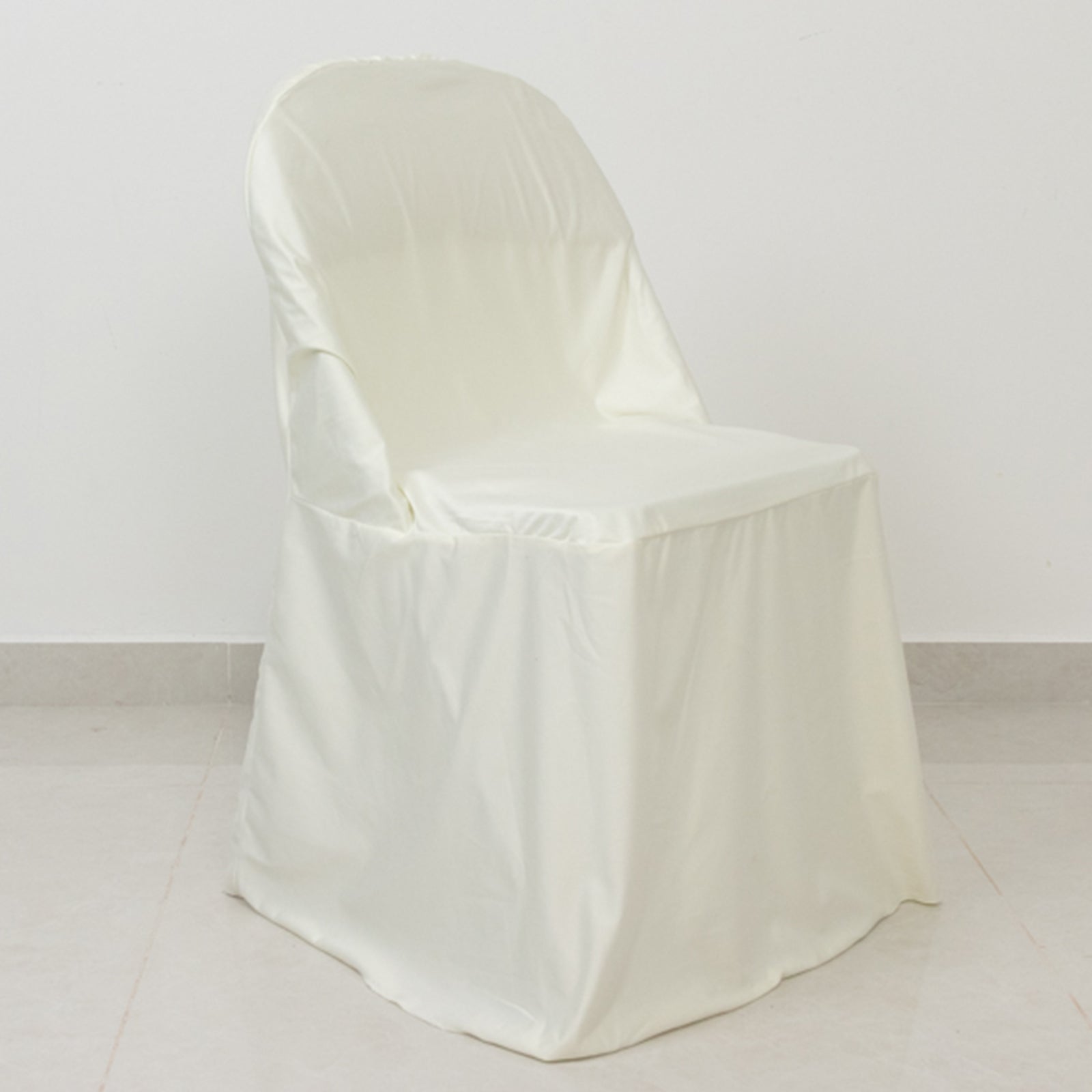 Premium Scuba Stretch Folding Chair Cover Ivory - Wrinkle Free & Durable Slipcover