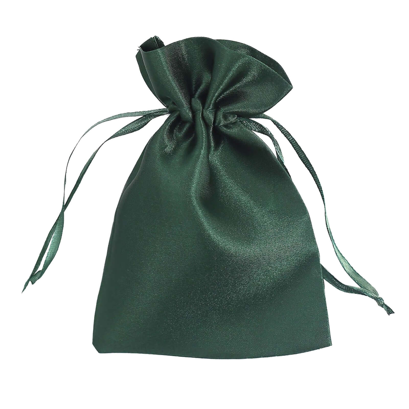 12 Pack 4x6 Hunter Emerald Green Satin Wedding Party Favor Bags, Drawstring Pouch Gift Bags