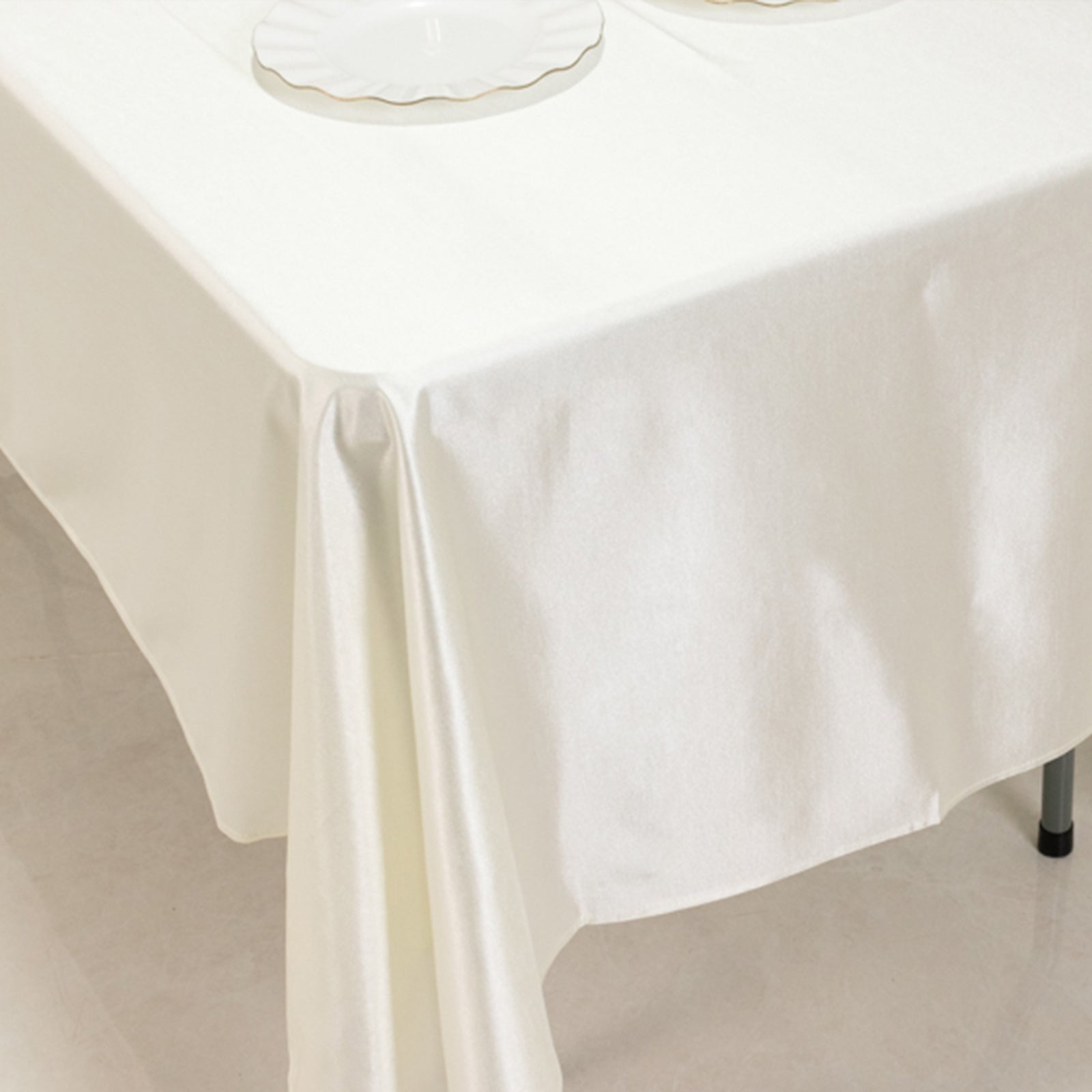 Premium Scuba Rectangular 60x102 Tablecloth Shimmering Pearl - Wrinkle Free & Stain Resistant Table Cover