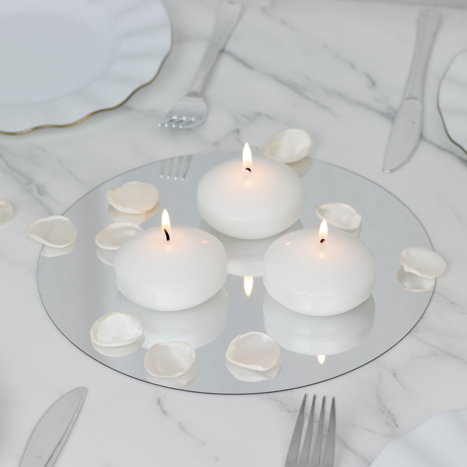 12 Pack 3 White Floating Candles, Unscented Dripless Wax Discs for Centerpieces