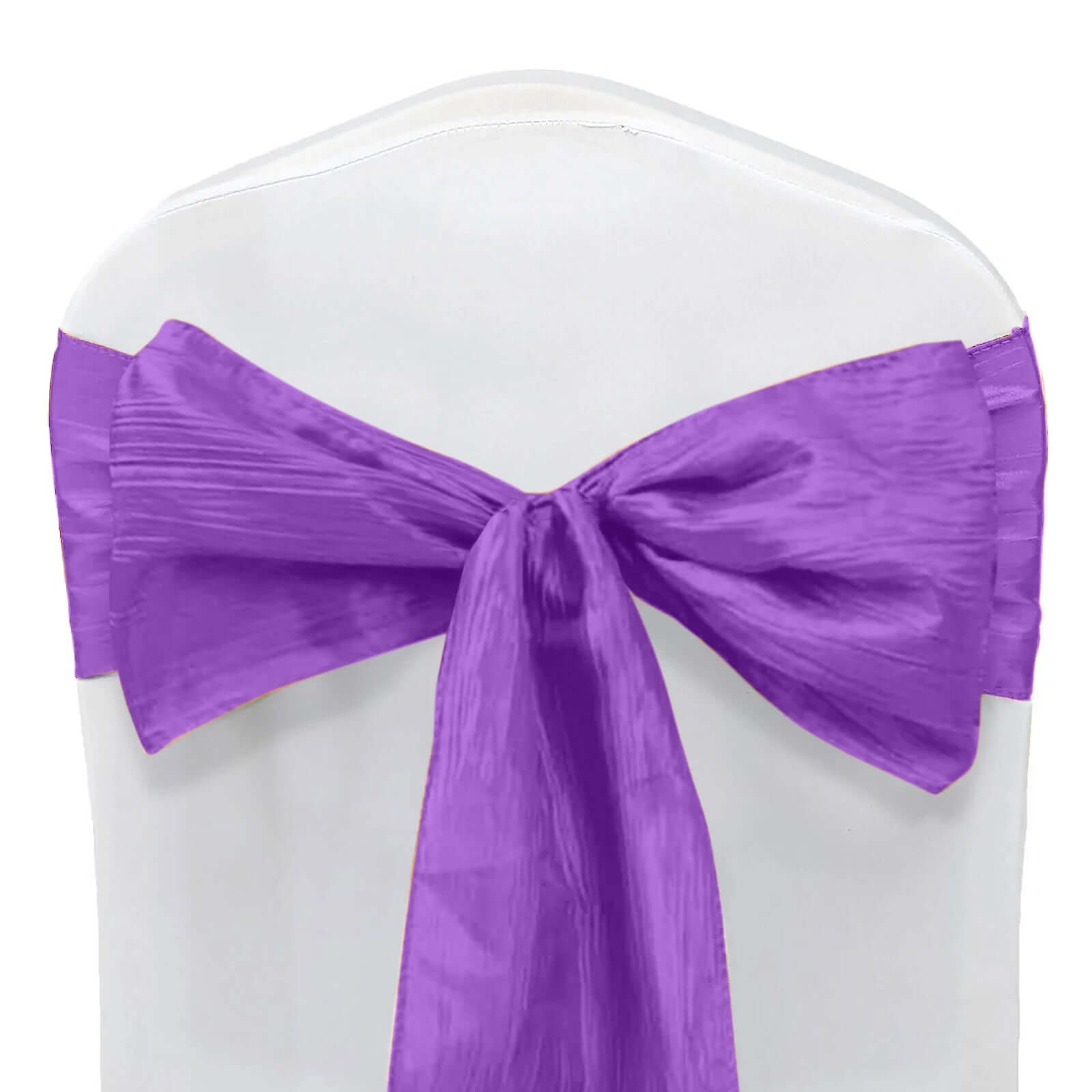 5 Pack Taffeta 6x106 Chair Sashes Purple Accordion Crinkle Texture - Stylish Decor for Weddings & Gatherings