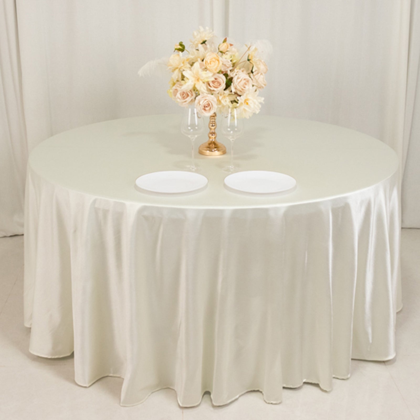 Premium Scuba Round 120 Tablecloth Shimmering Pearl - Wrinkle Free, Stain Resistant & Seamless Table Cover