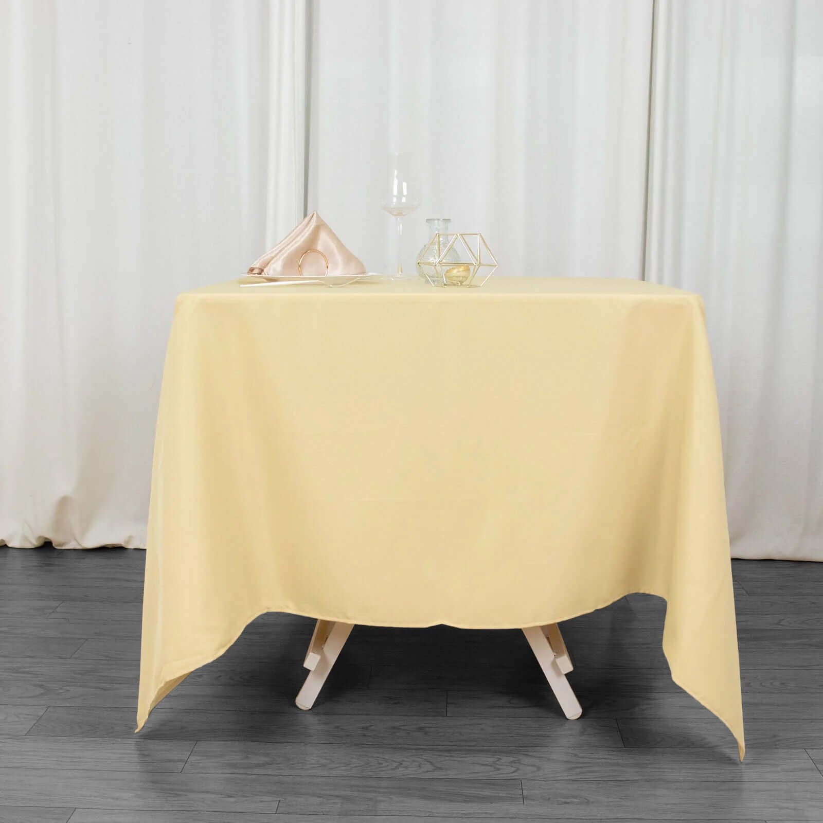 Premium Polyester Square Tablecloth 70x70 Champagne 220GSM Wrinkle-Resistant Table Cover