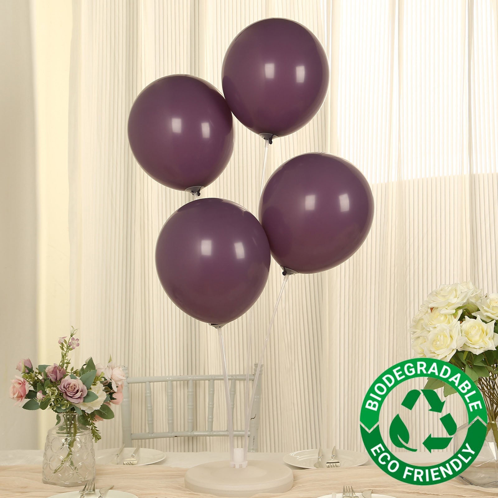 50 Pack Matte Pastel Violet Amethyst Biodegradable Balloons 12, Round Eco-friendly Thick Latex Party Balloons