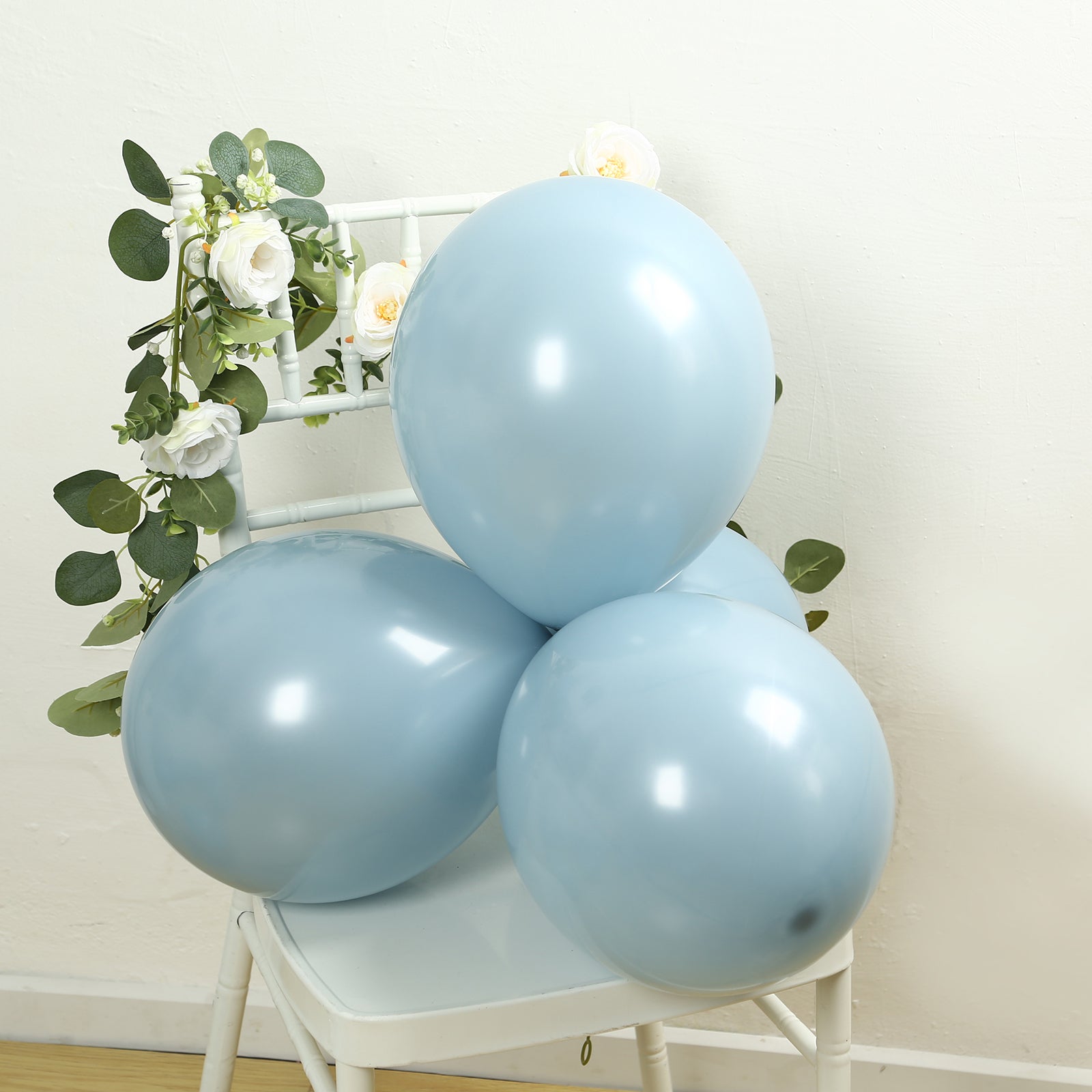 50 Pack Matte Pastel Dusty Blue Biodegradable Balloons 12, Round Eco-friendly Thick Latex Party Balloons