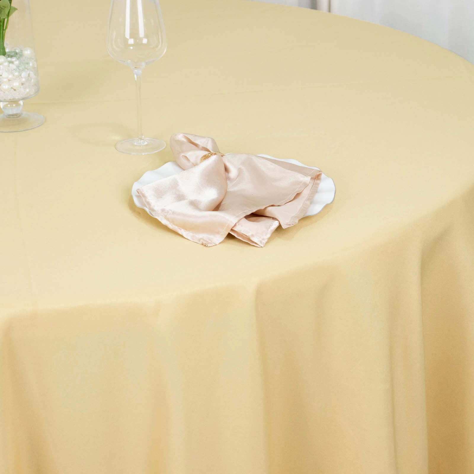 Premium Polyester 108 Round Tablecloth Champagne - Wrinkle-Resistant 220GSM Table Cover