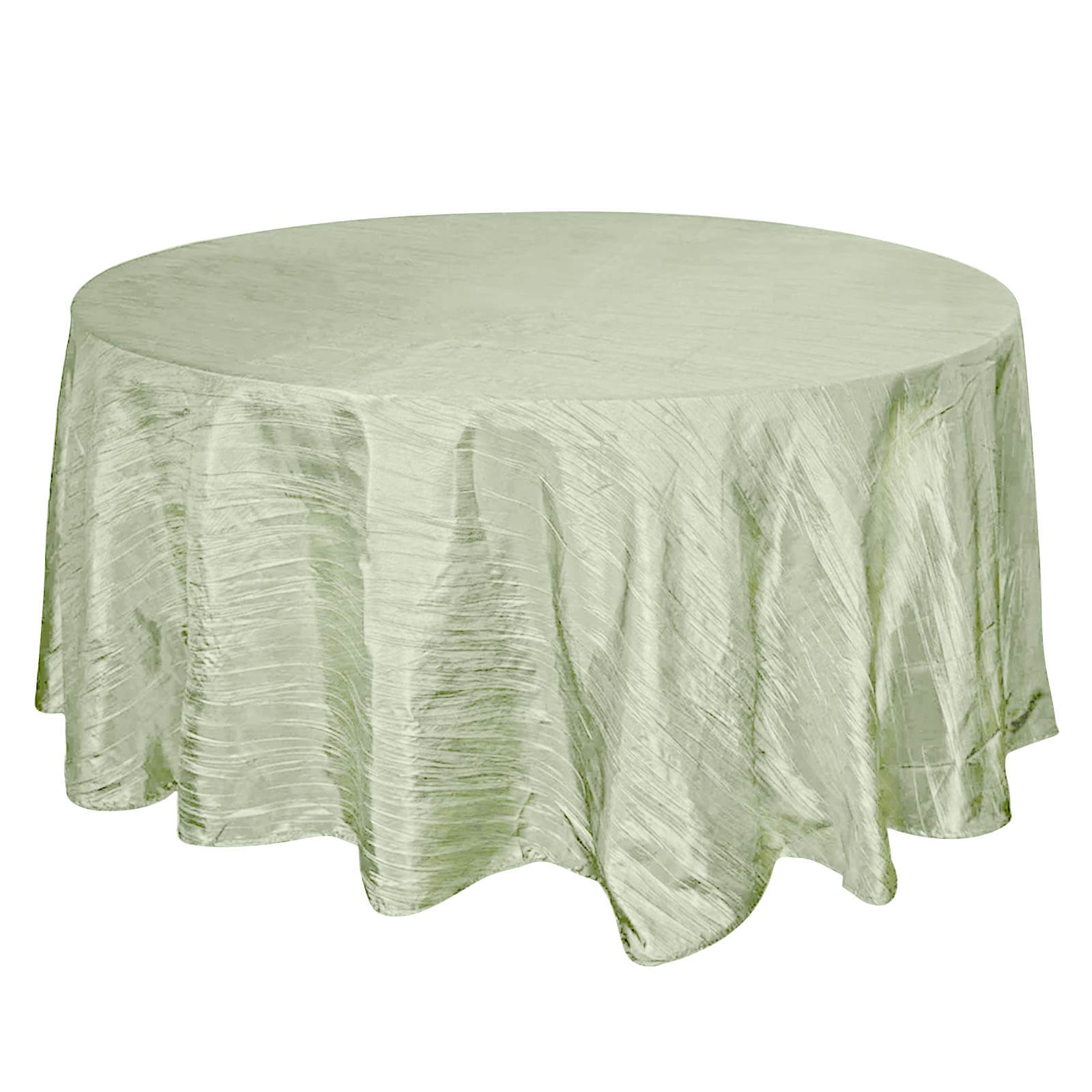 Taffeta 120 Round Tablecloth Sage Green - Seamless Accordion Crinkle Table Cover