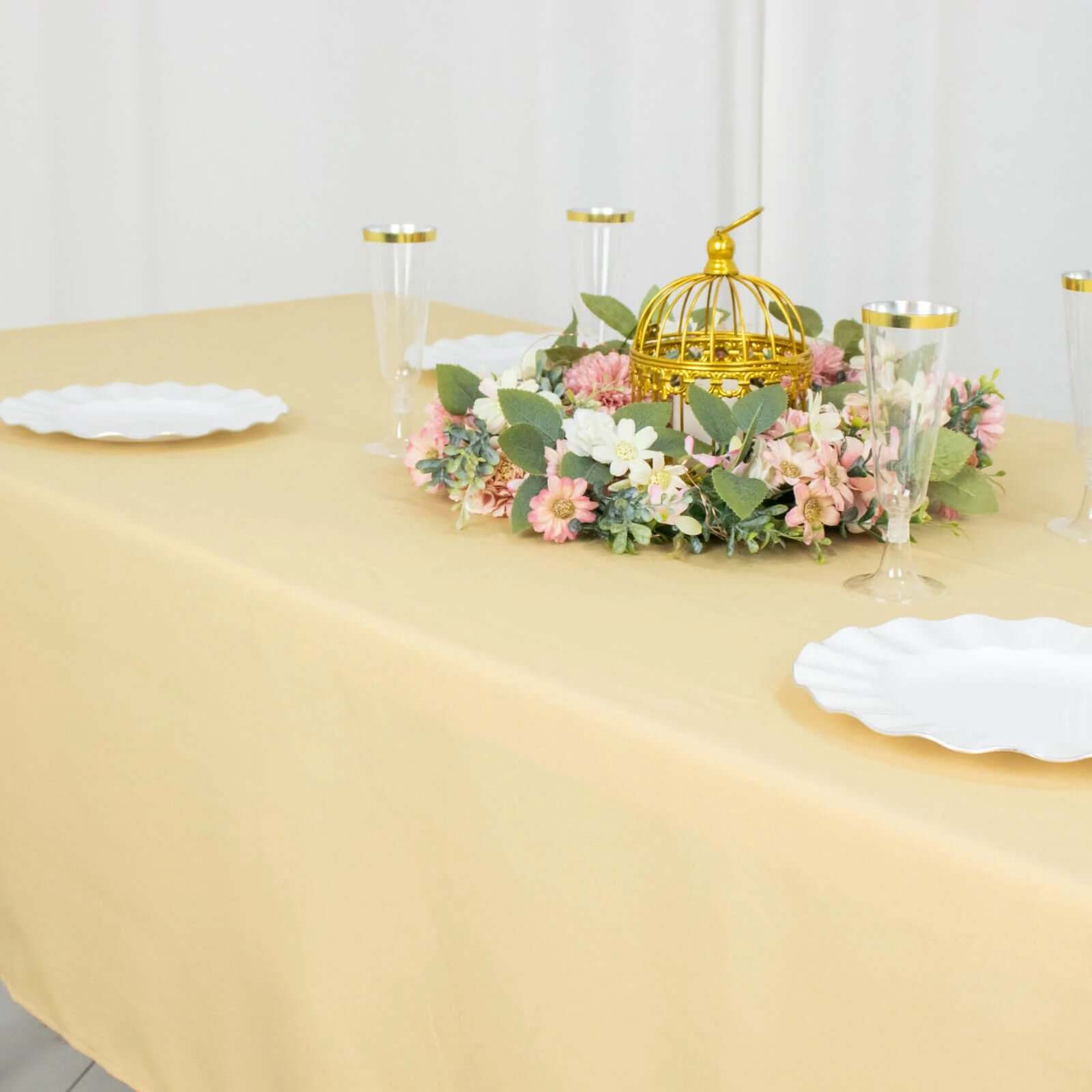 Premium Polyester 60x102 Rectangle Tablecloth Champagne - Durable 220GSM Wrinkle-Resistant Table Cover
