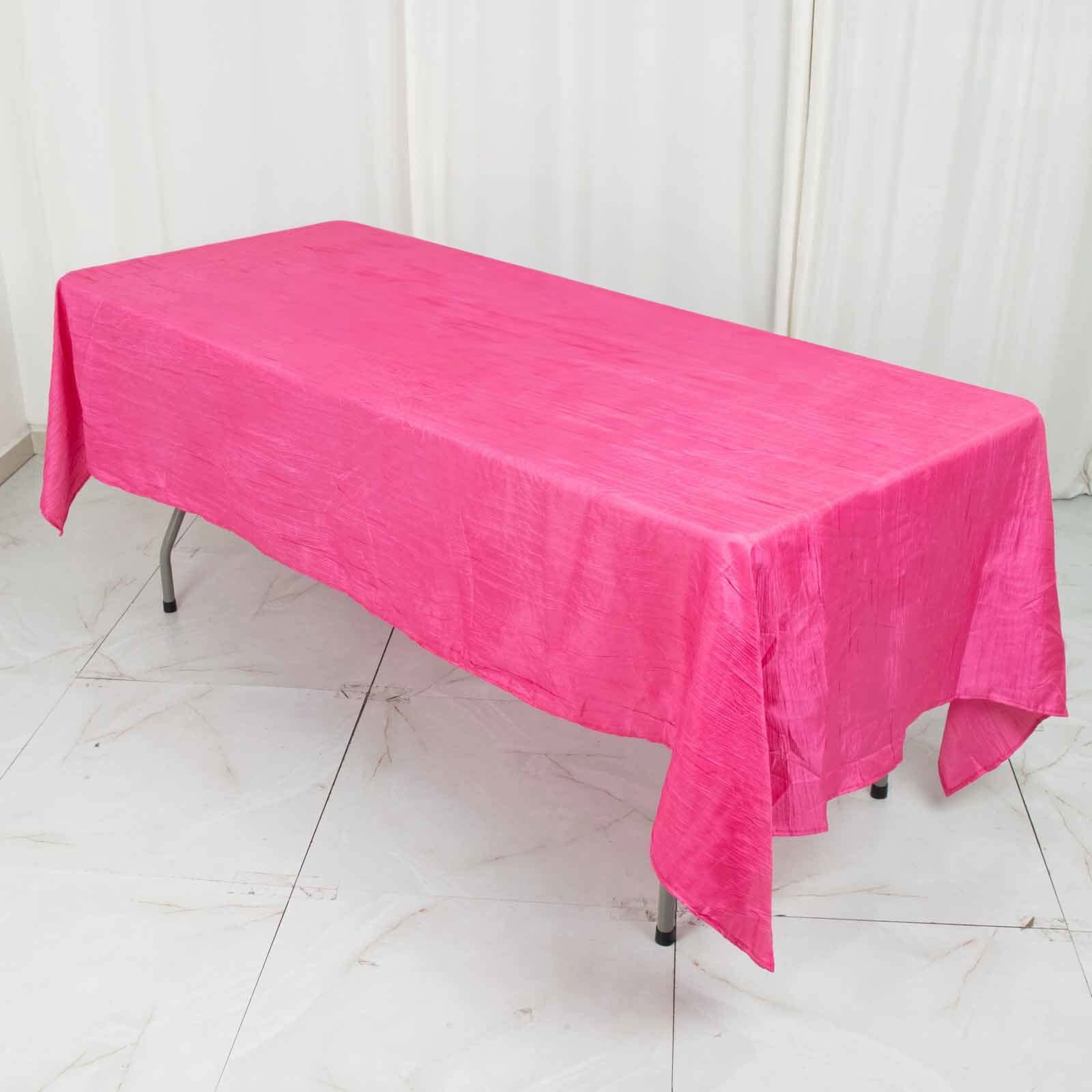 Taffeta 60x102 Rectangle Tablecloth Fuchsia - Accordion Crinkle Table Cover