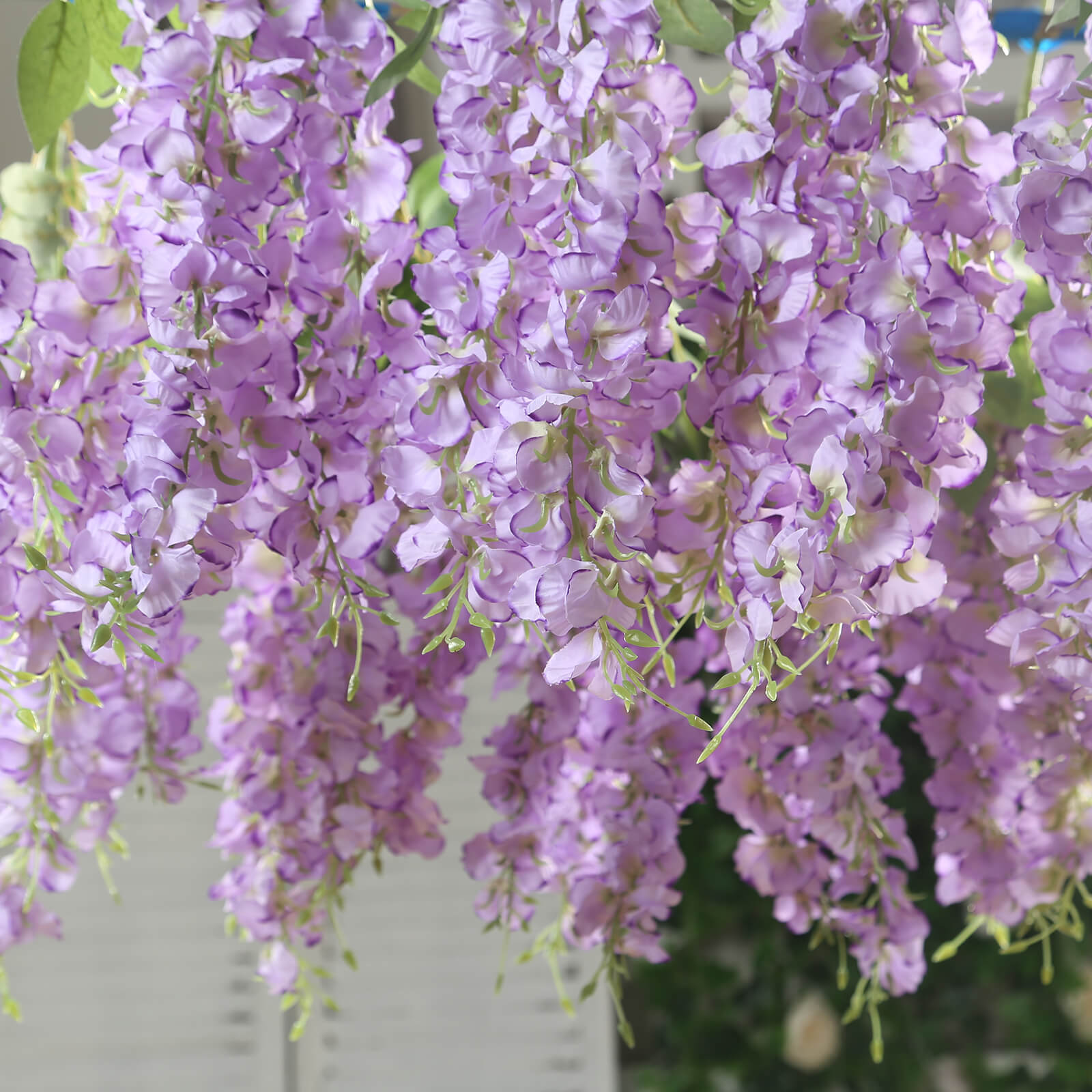 6 Pack Purple Silk Wisteria Vines Hanging Plants, Long Artificial Flowers Bushes - 4 Full Strands in 1 Bush - 21