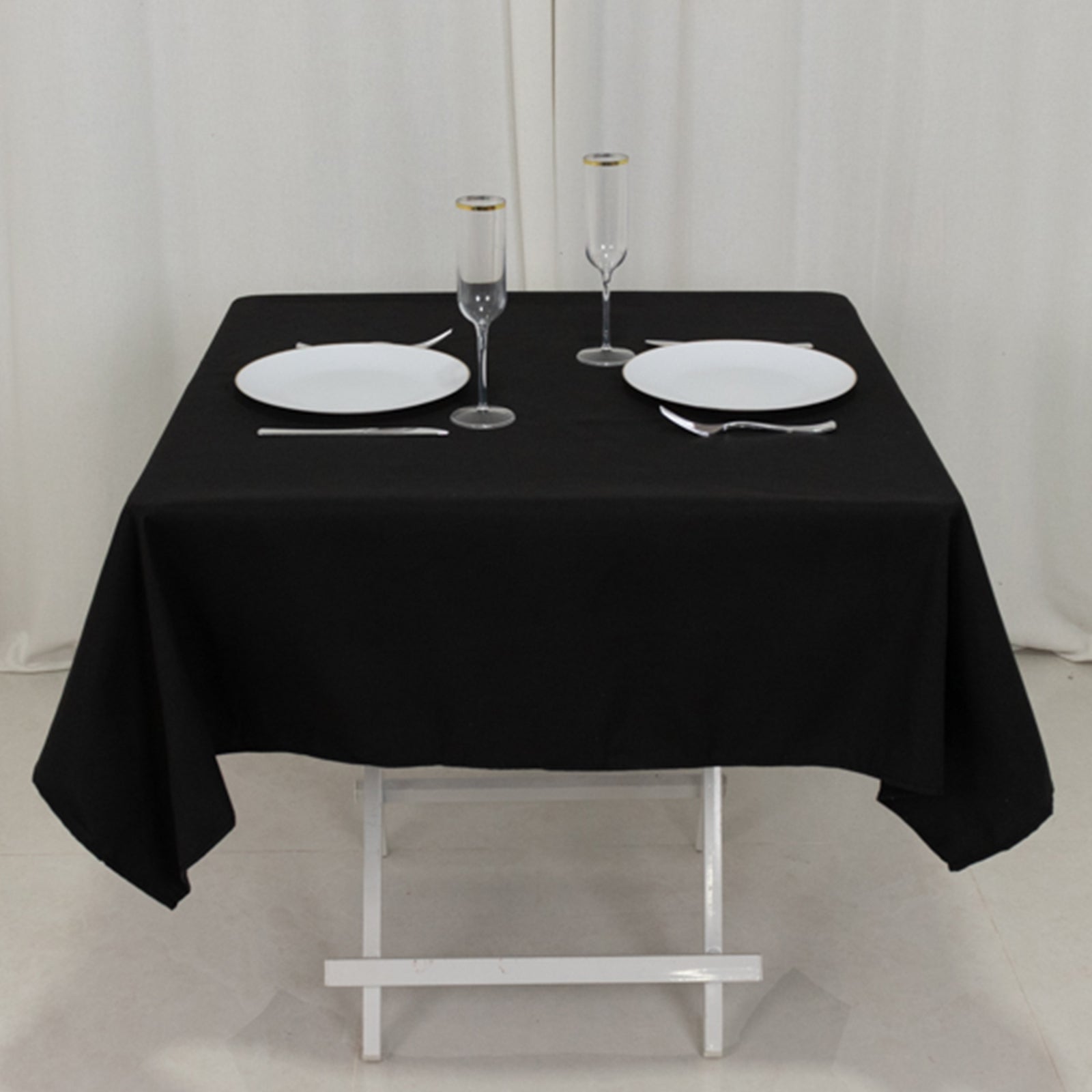 Cotton Blend 54x54 Square Tablecloth Black - Wrinkle-Resistant Finish for Modern Table Settings