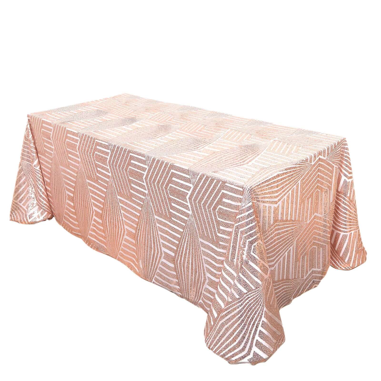 Sequin 90x132 Rectangle Tablecloth Rose Gold - Seamless Diamond Table Cover