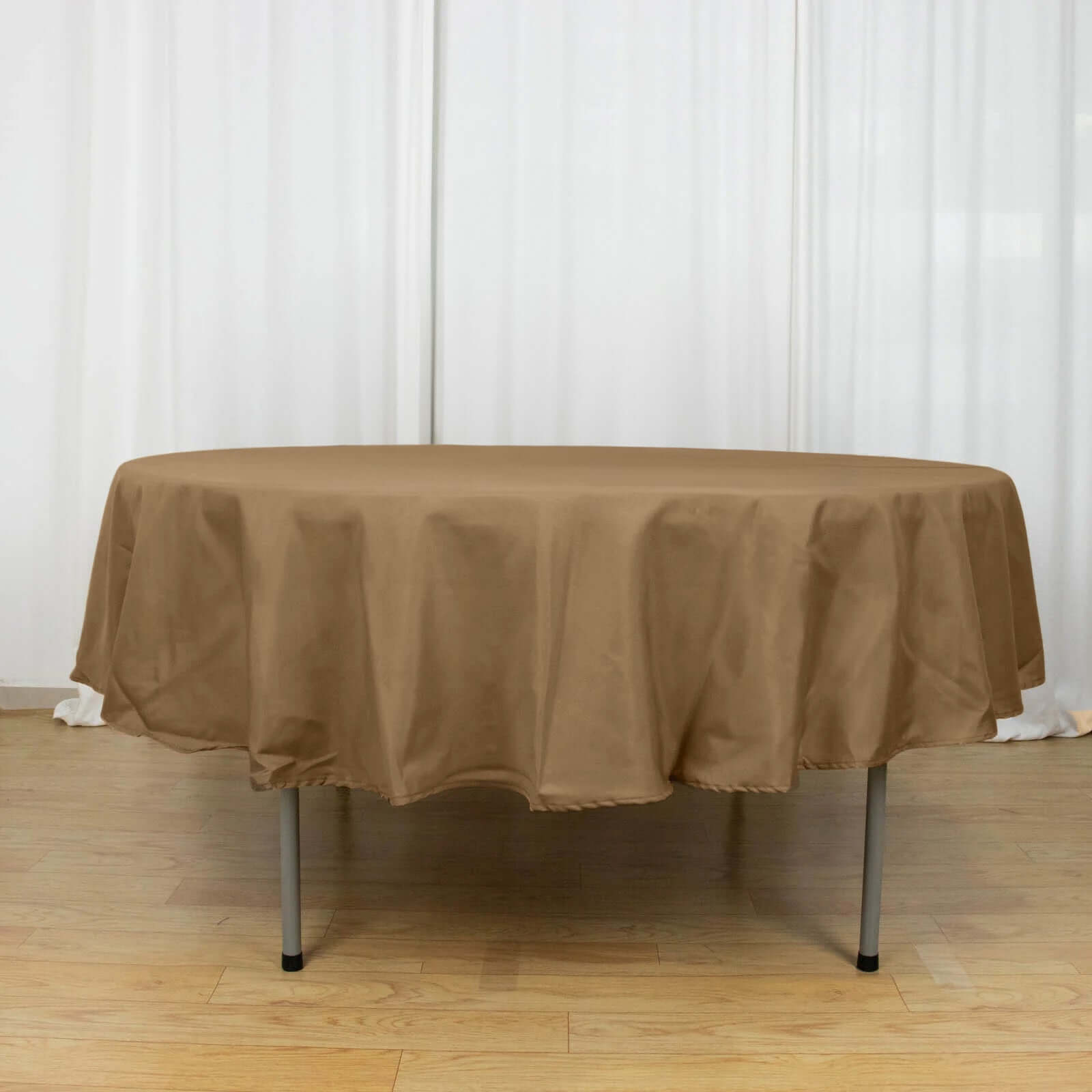 Polyester 90 Round Tablecloth Taupe - Stain & Wrinkle-Resistant Table Cover