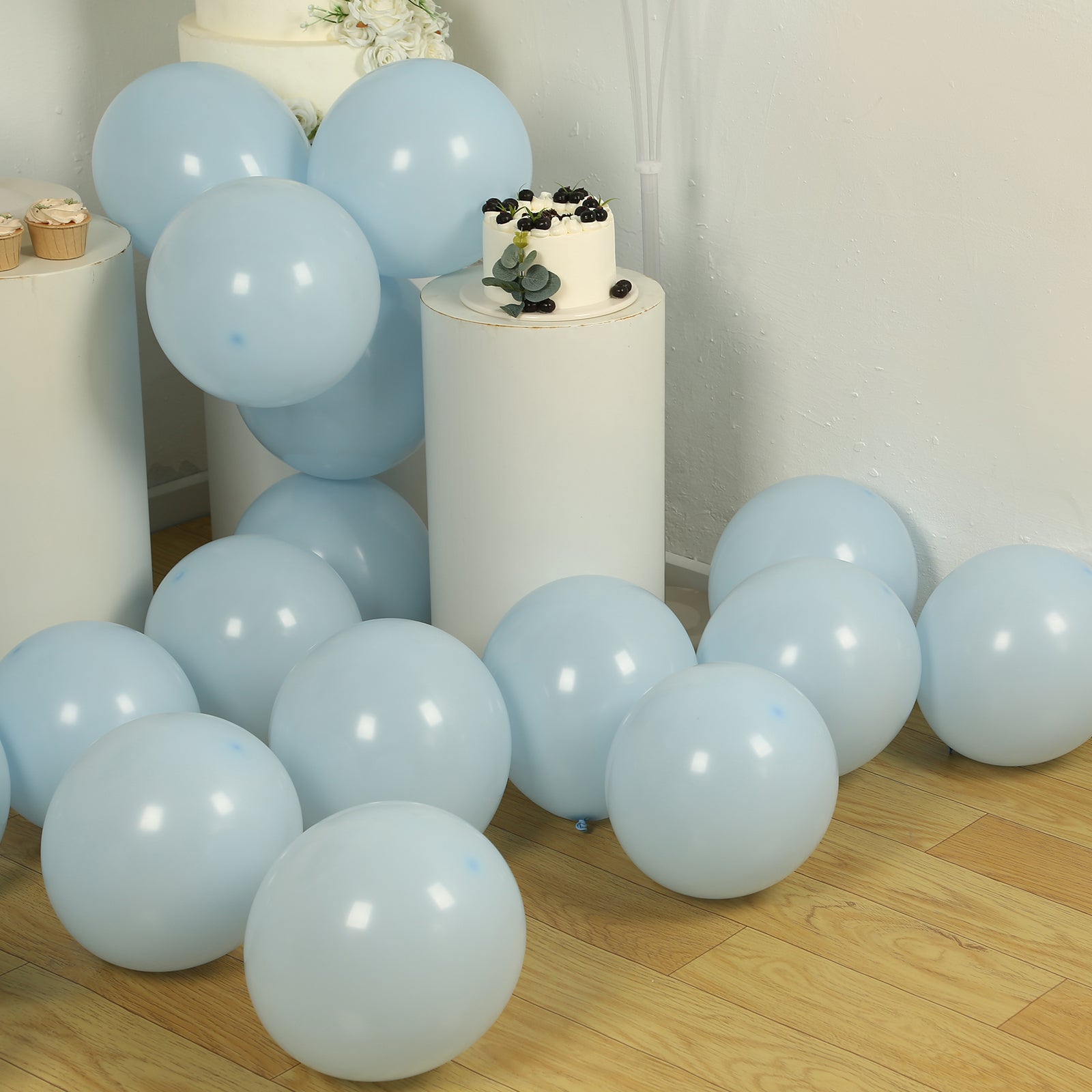 50 Pack Matte Pastel Ice Blue Biodegradable Balloons 12, Round Eco-friendly Thick Latex Party Balloons