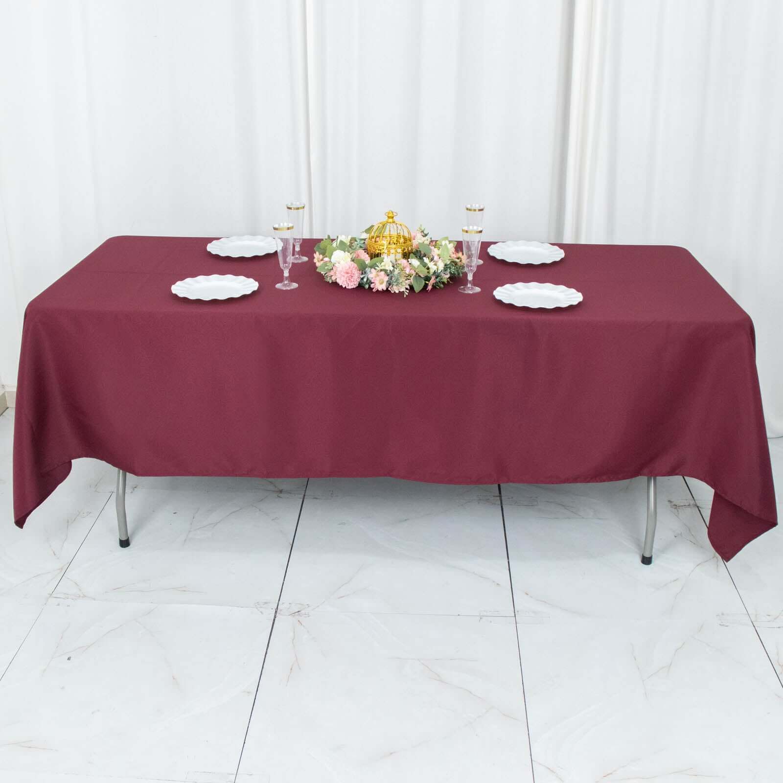Premium Polyester 60x102 Rectangle Tablecloth Burgundy - Durable 220GSM Wrinkle-Resistant Table Cover