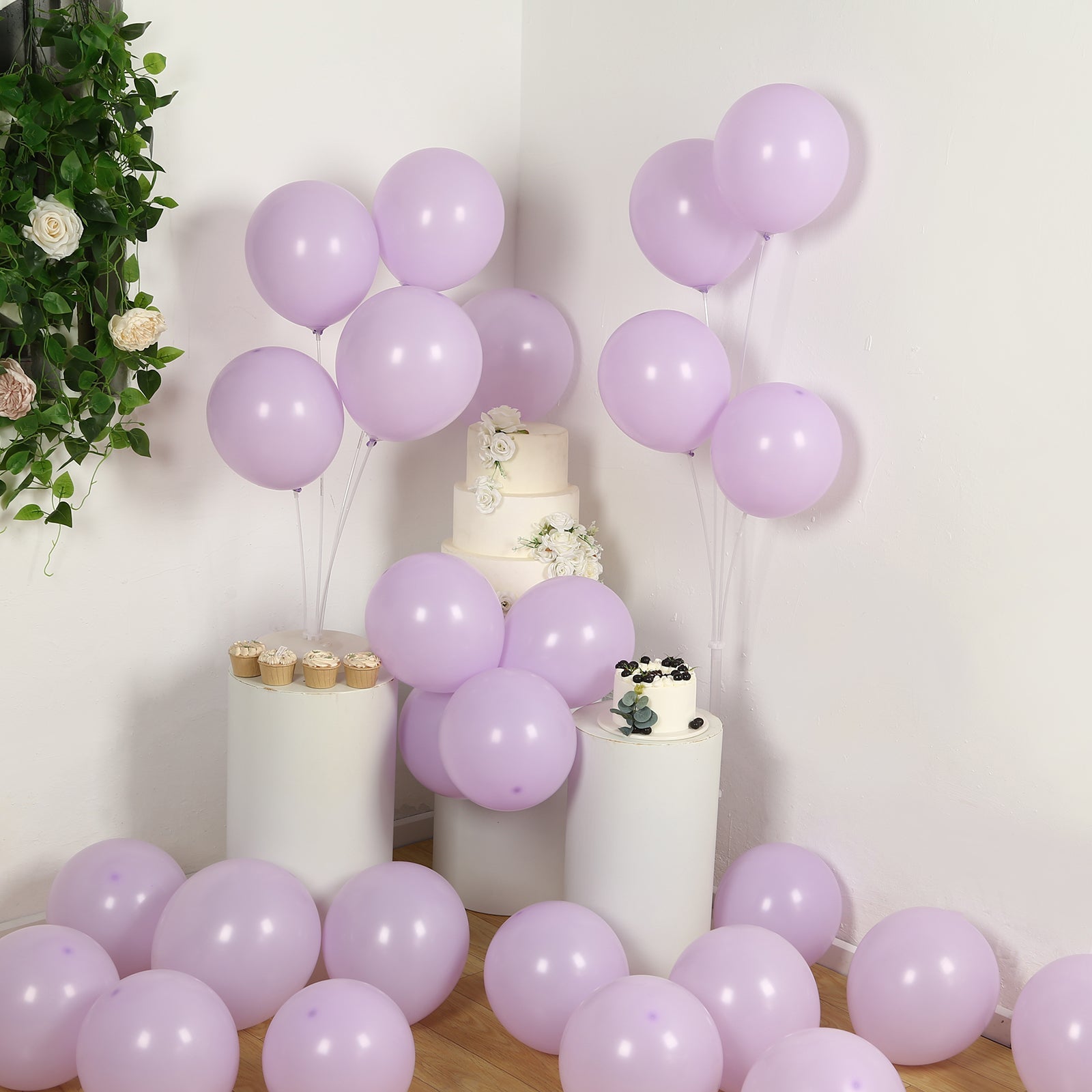 50 Pack Matte Pastel Purple Biodegradable Balloons 12, Round Eco-friendly Thick Latex Party Balloons