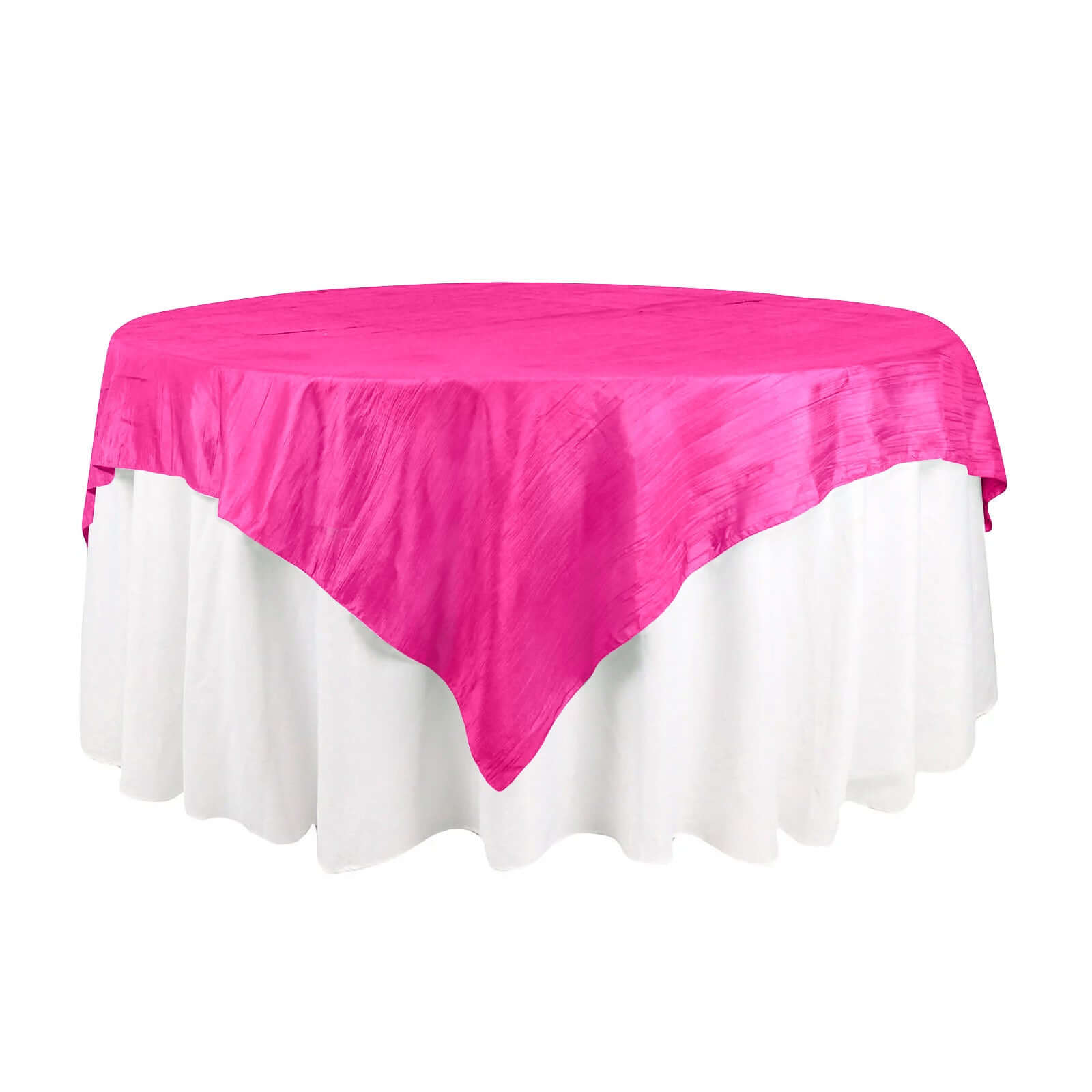 Taffeta 72x72 Table Overlay Square Tablecloth Fuchsia - Accordion Crinkle Table Cover