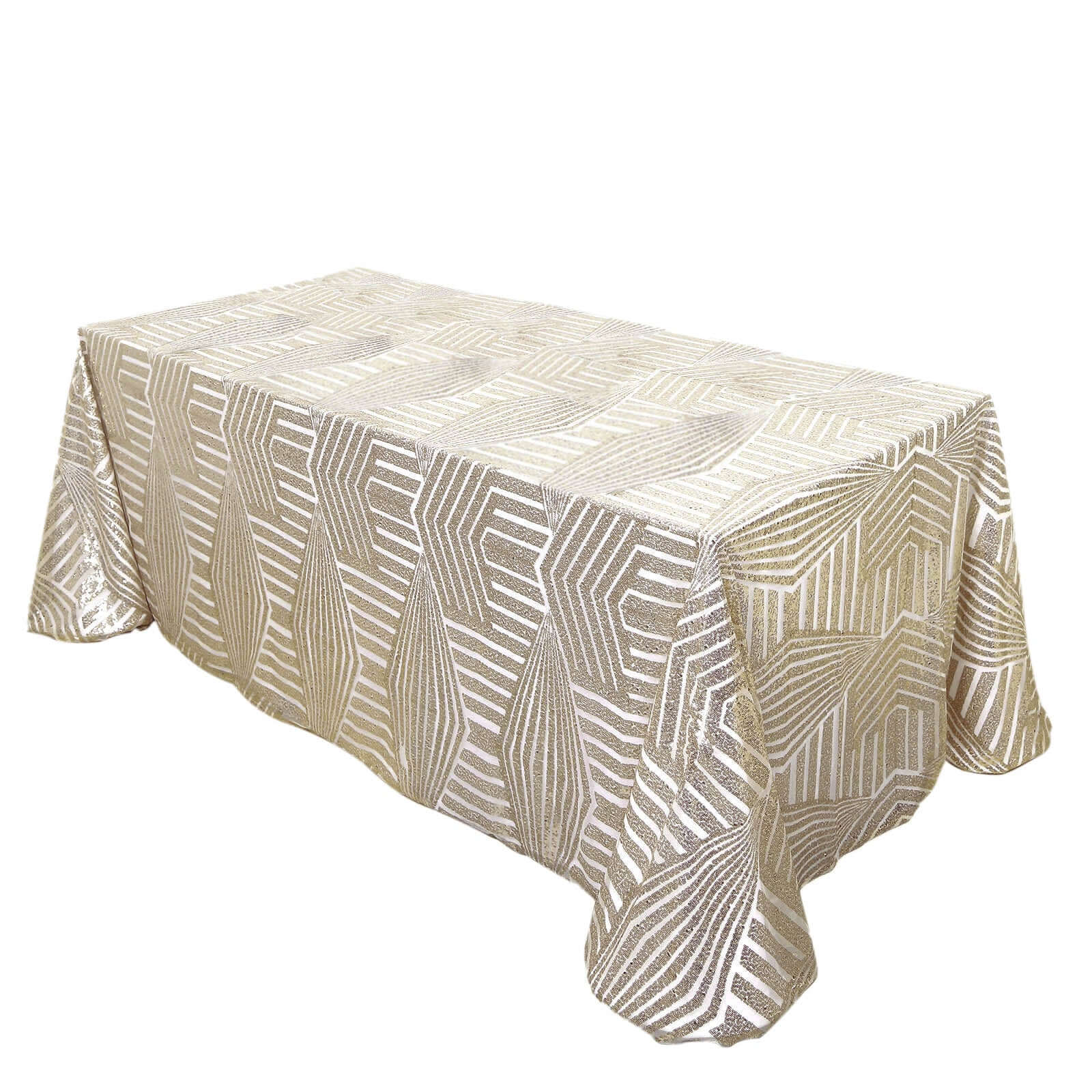 Sequin 90x132 Rectangle Tablecloth Champagne - Seamless Diamond Design Table Cover