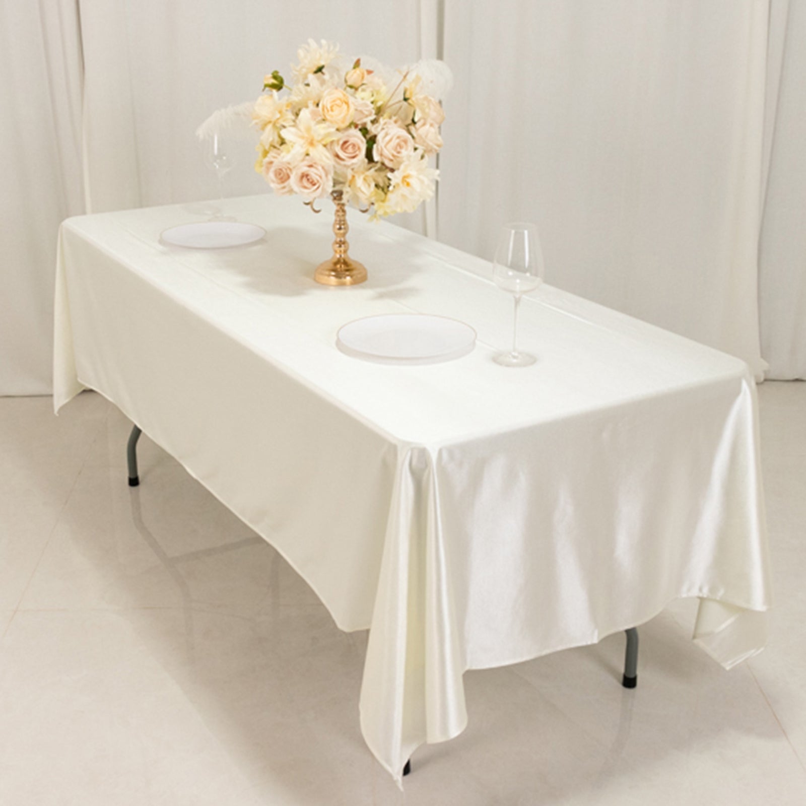 Premium Scuba Rectangular 60x102 Tablecloth Shimmering Pearl - Wrinkle Free & Stain Resistant Table Cover