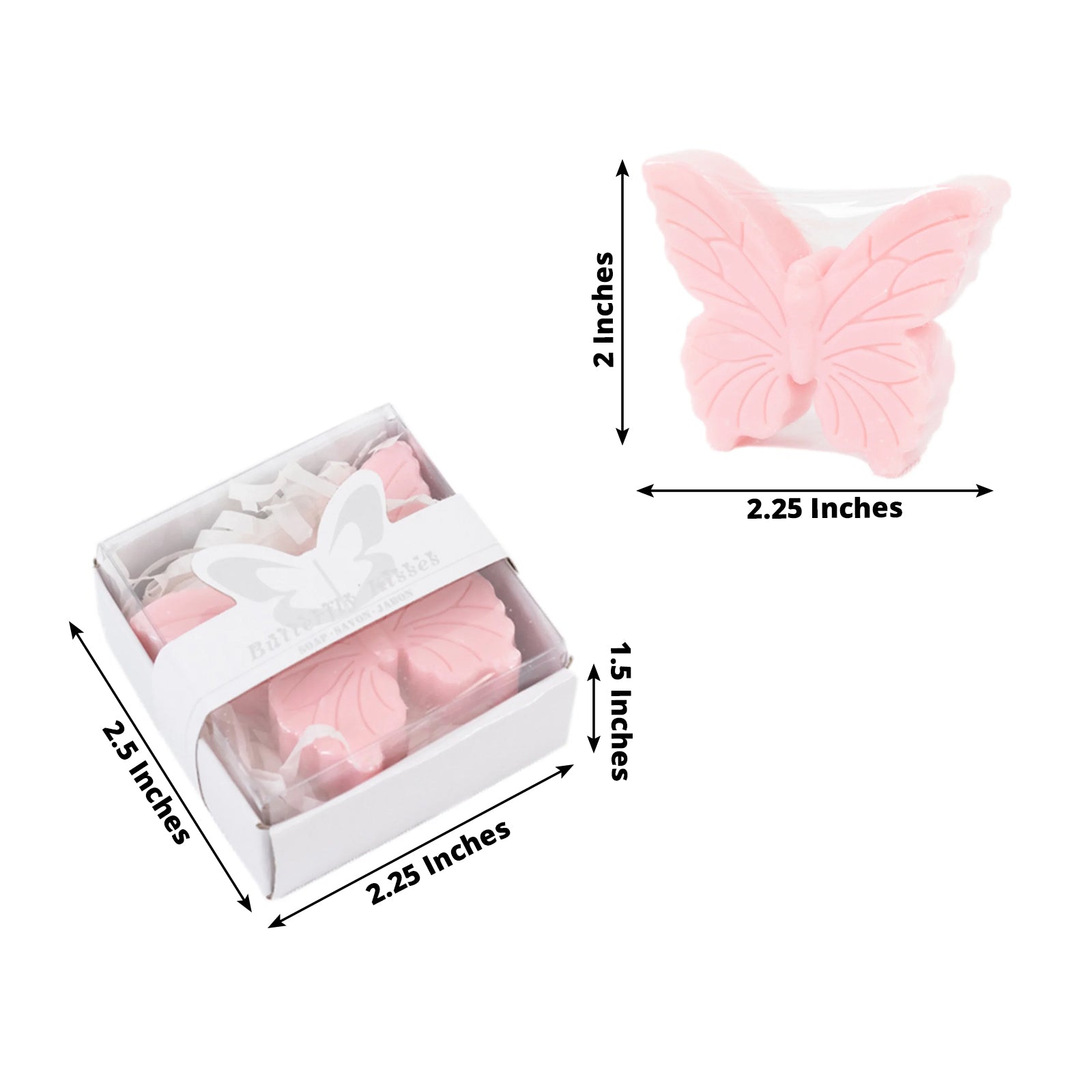 10 Pack Blush Butterfly Unscented Soap Baby Shower Favors with Gift Boxes, Pre-Packed Bridal Shower Wedding Souvenirs - 2