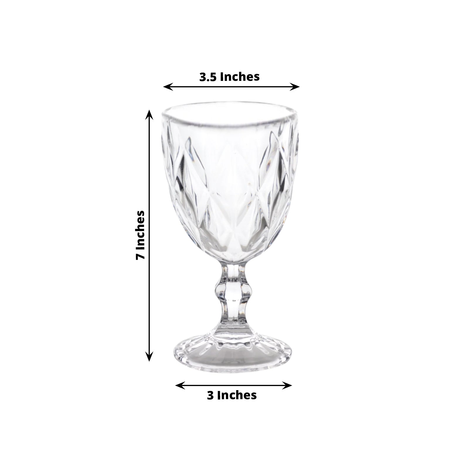 6-Pack Wine Glasses Clear Embossed Crystal Cut Design Stemmed - Goblets for Parties & Events 12oz 7