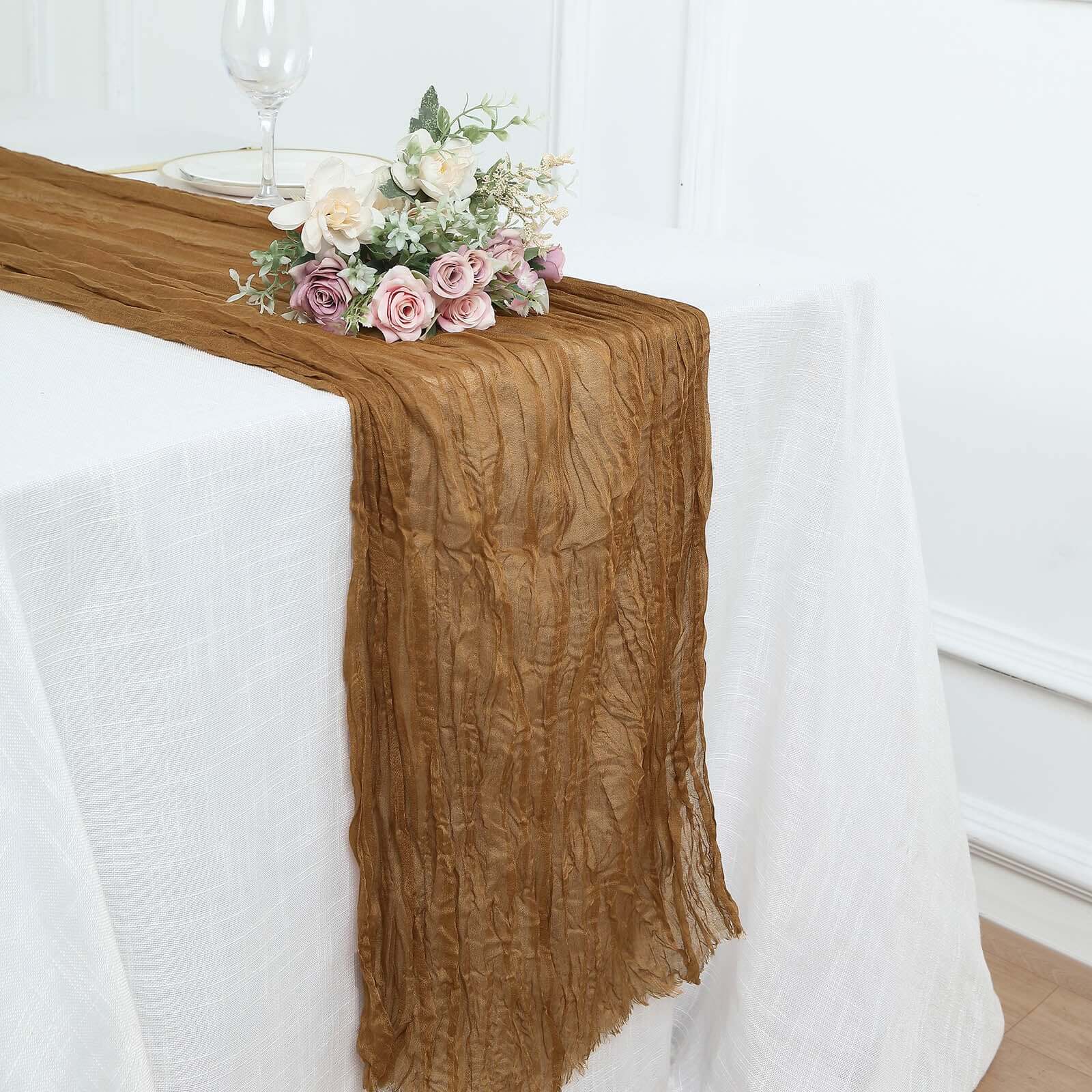 Gauze Cheesecloth 10ft Table Runner Taupe - Rustic Boho Style