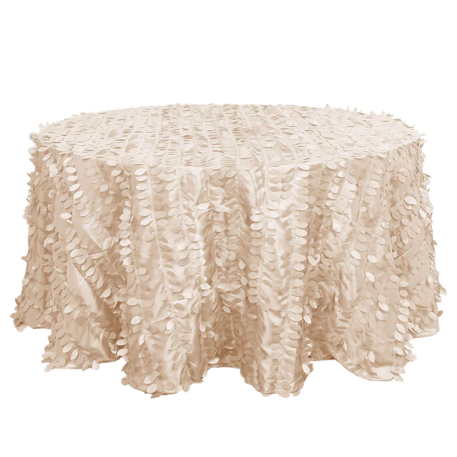 Taffeta 132 Round Tablecloth Beige 3D | 3D Leaf Petal Design Seamless Table Cover