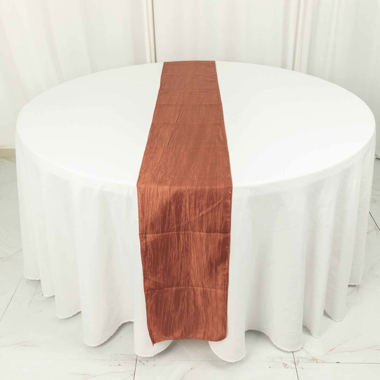 Taffeta 12x108 Table Runner Terracotta (Rust) - Accordion Crinkle Design