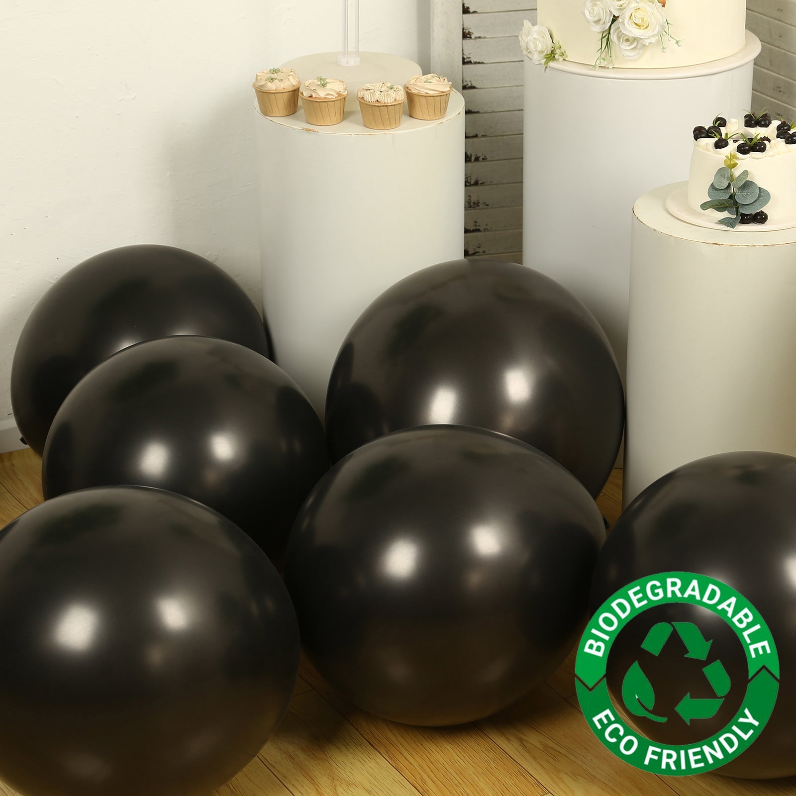 10 Pack Black Biodegradable Balloons, 18 Thickened Extra Strong Eco-friendly Latex Helium Party Balloons