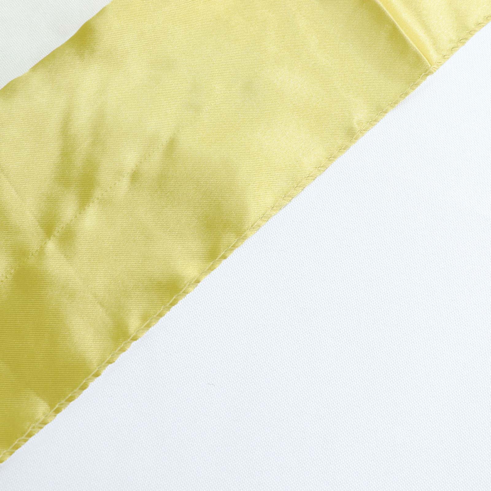 60x60 Yellow Embroidered Sheer Organza Square Table Overlay With Satin Edge