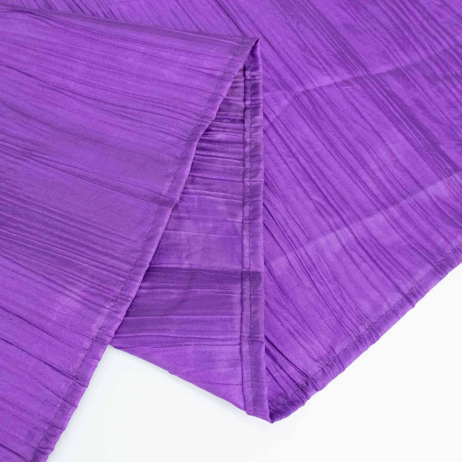 Taffeta 132 Round Tablecloth Purple - Seamless Accordion Crinkle Table Cover