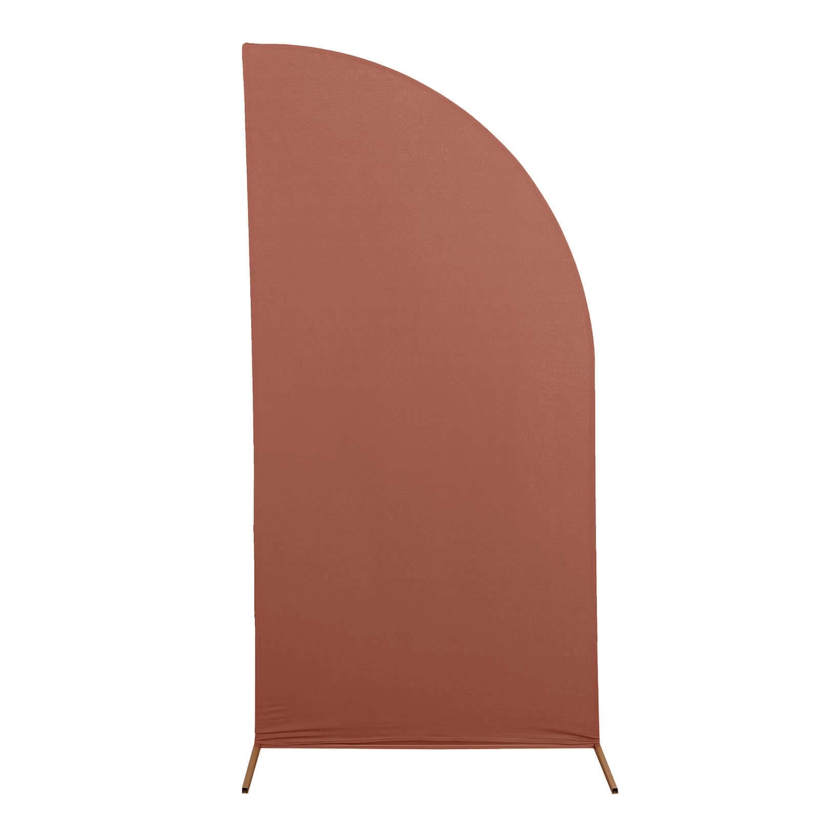 7ft Matte Terracotta (Rust) Spandex Half Moon Chiara Backdrop Stand Cover, Custom Fitted Wedding Arch Cover