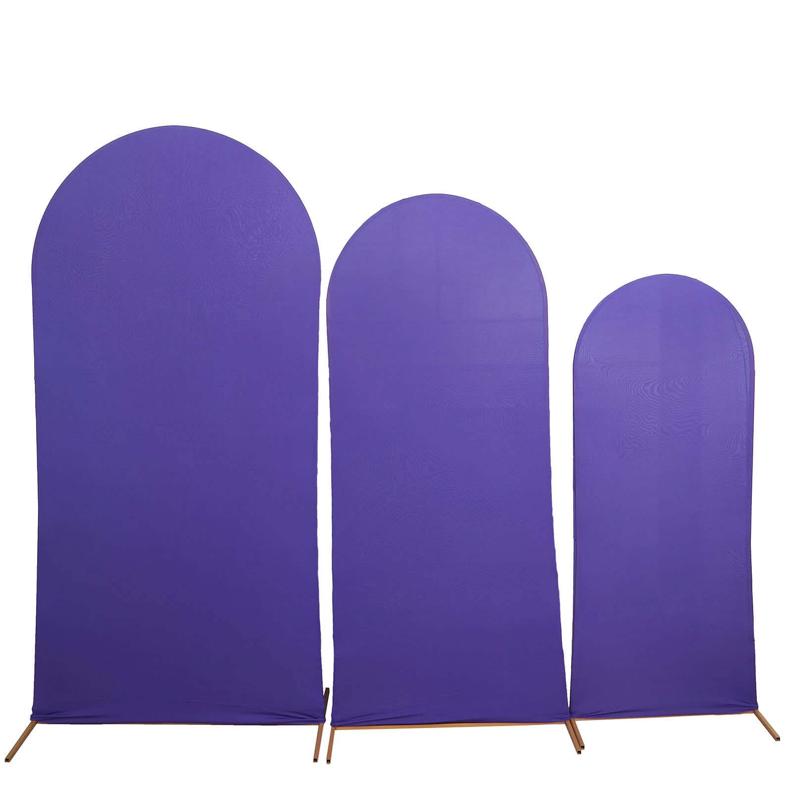 Set of 3 Matte Purple Spandex Fitted Chiara Backdrop Stand Cover For Round Top Wedding Arch - 5ft, 6ft, 7ft