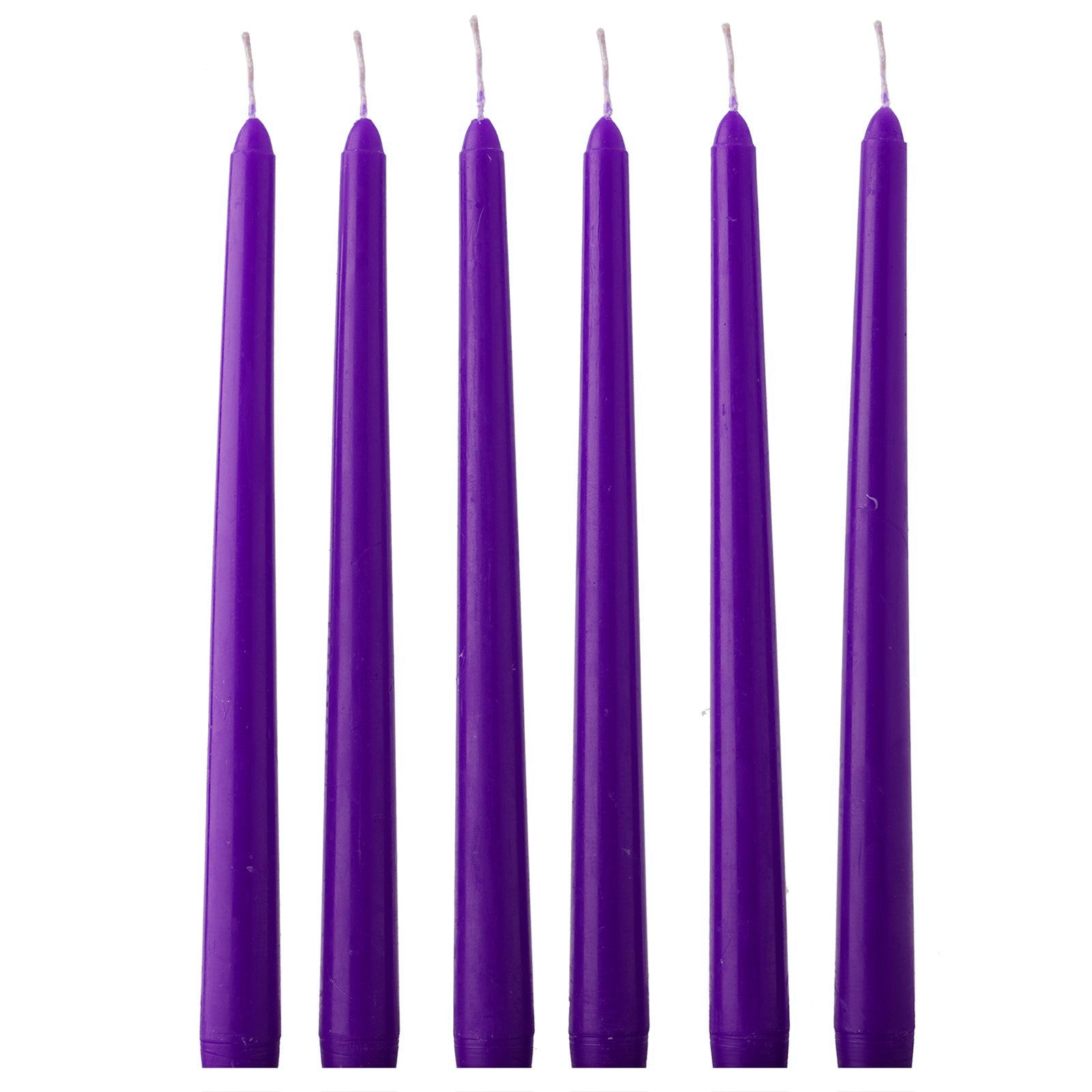 12-Pack Taper Candles Premium Wax Design Purple - Unscented Candles for Upscale Settings 10