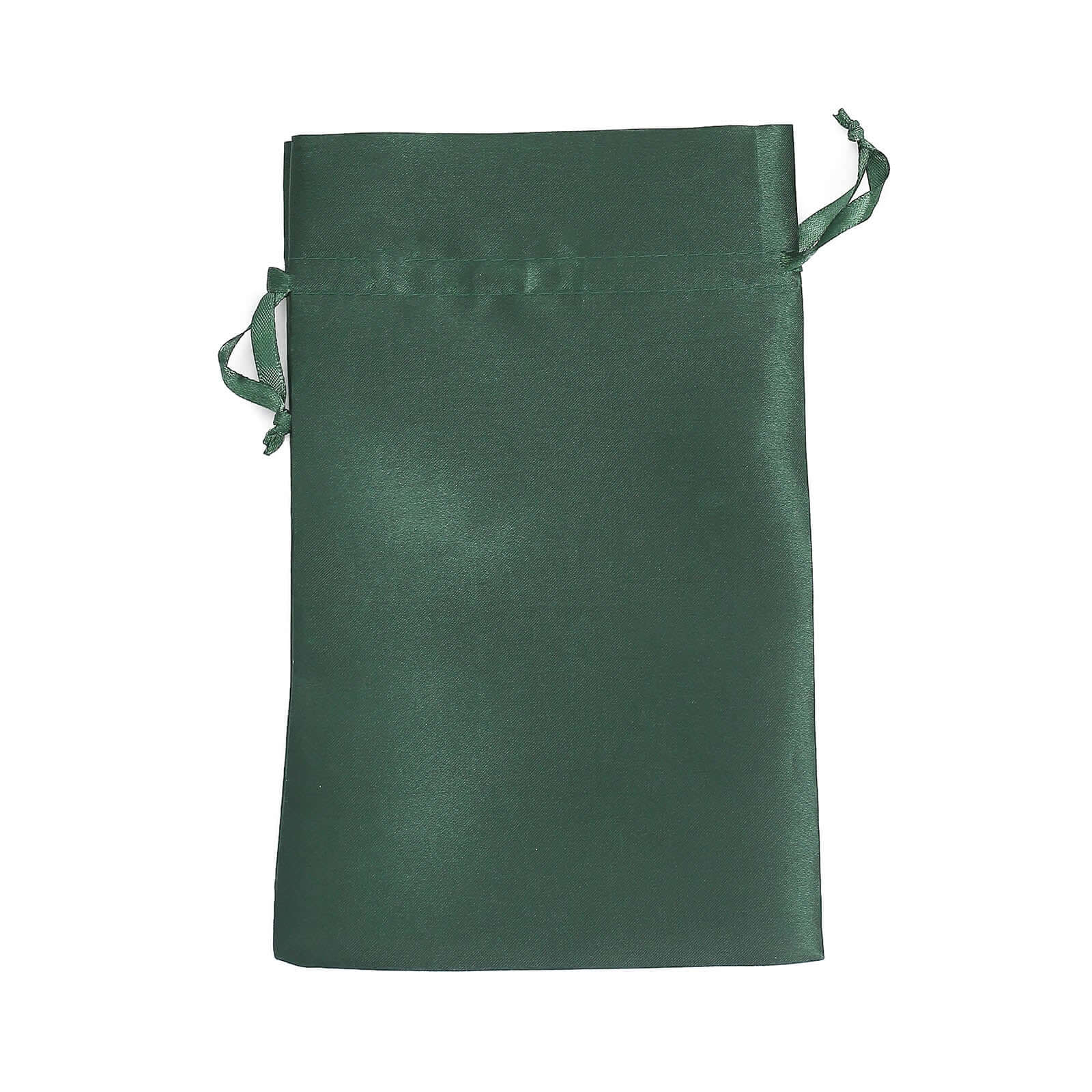 12 Pack 6x9 Hunter Emerald Green Satin Wedding Party Favor Bags, Drawstring Pouch Gift Bags