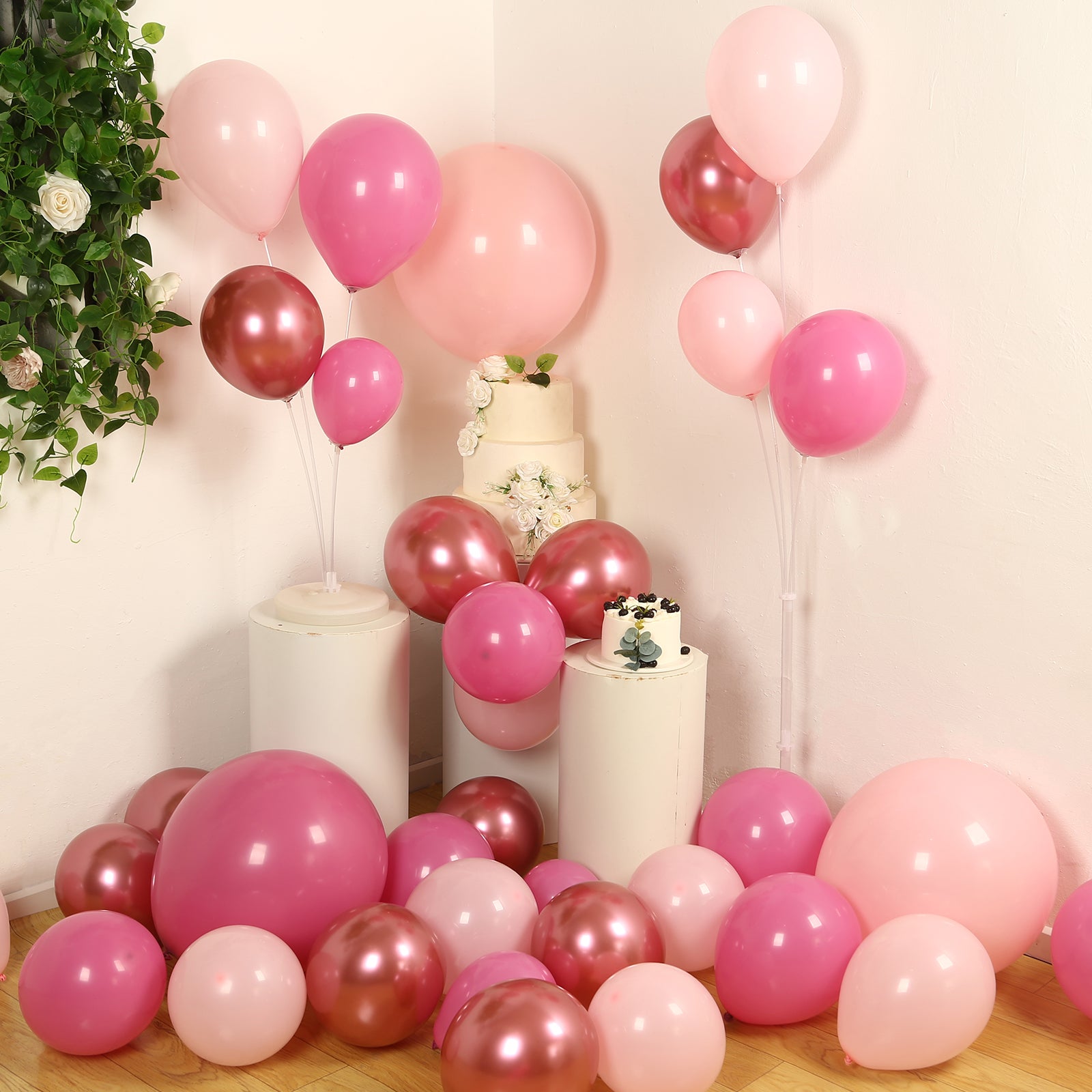 Set of 94 Rose Gold Pink Biodegradable Balloon Arch Kit, Thick Latex Party Balloon Garland