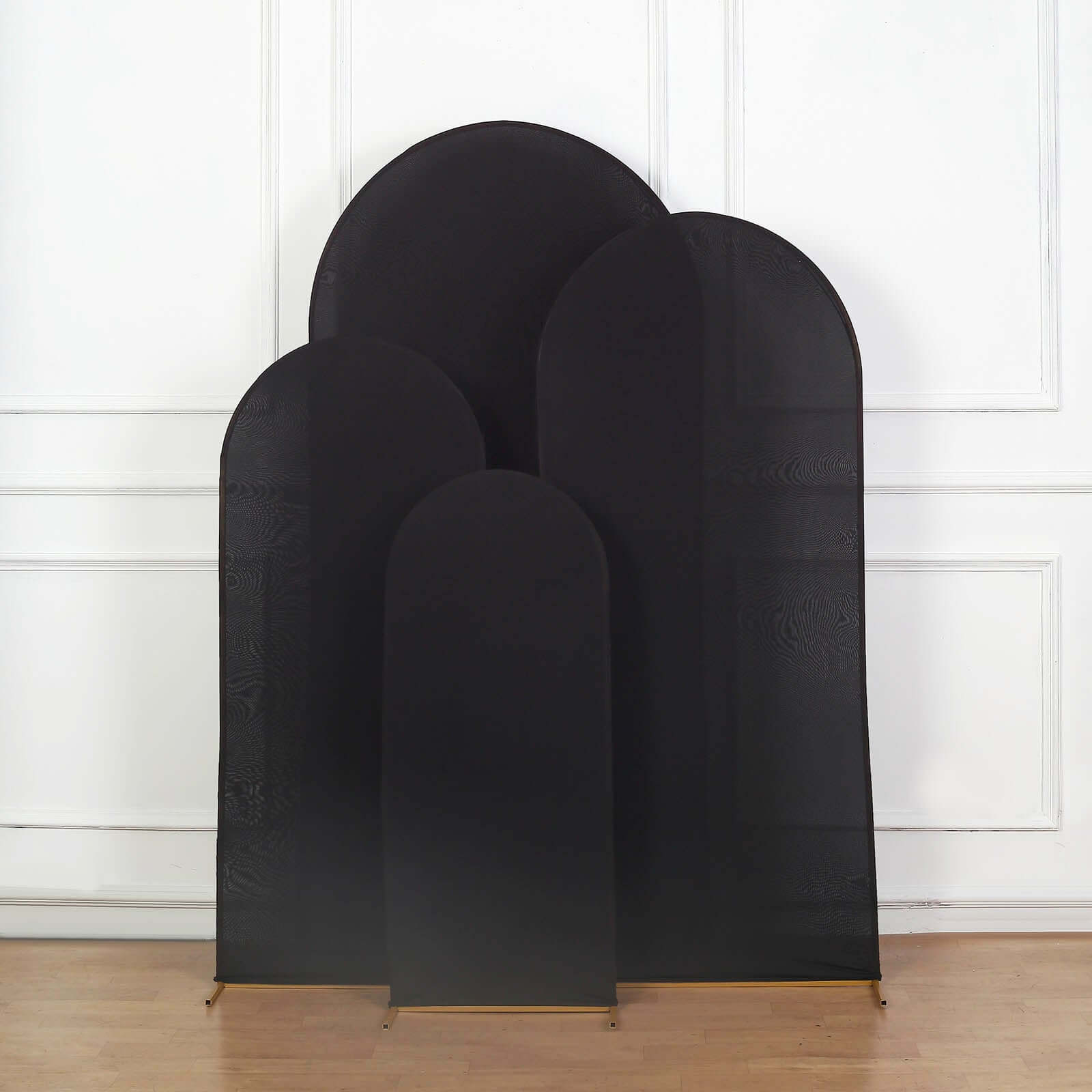 Set of 4 Matte Black Spandex Fitted Wedding Arch Covers For Round Top Chiara Backdrop Stands - 4ft,5ft,6ft,7ft