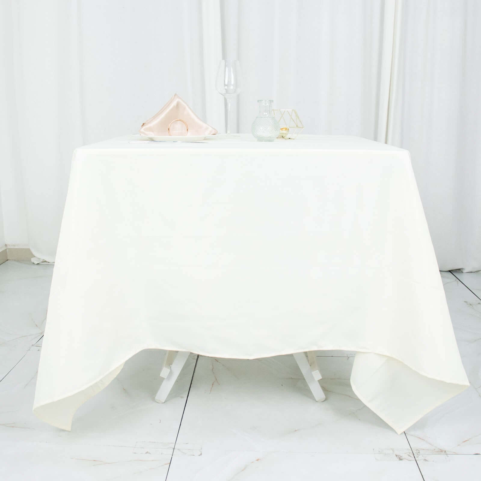 Premium Polyester Square Tablecloth 70x70 Ivory 220GSM Wrinkle-Resistant Table Cover