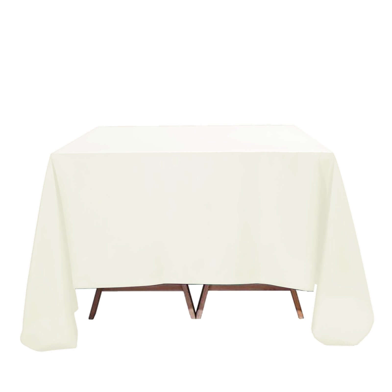 Premium Polyester 90x90 Table Overlay Square Tablecloth Ivory 220GSM Wrinkle-Resistant Table Cover