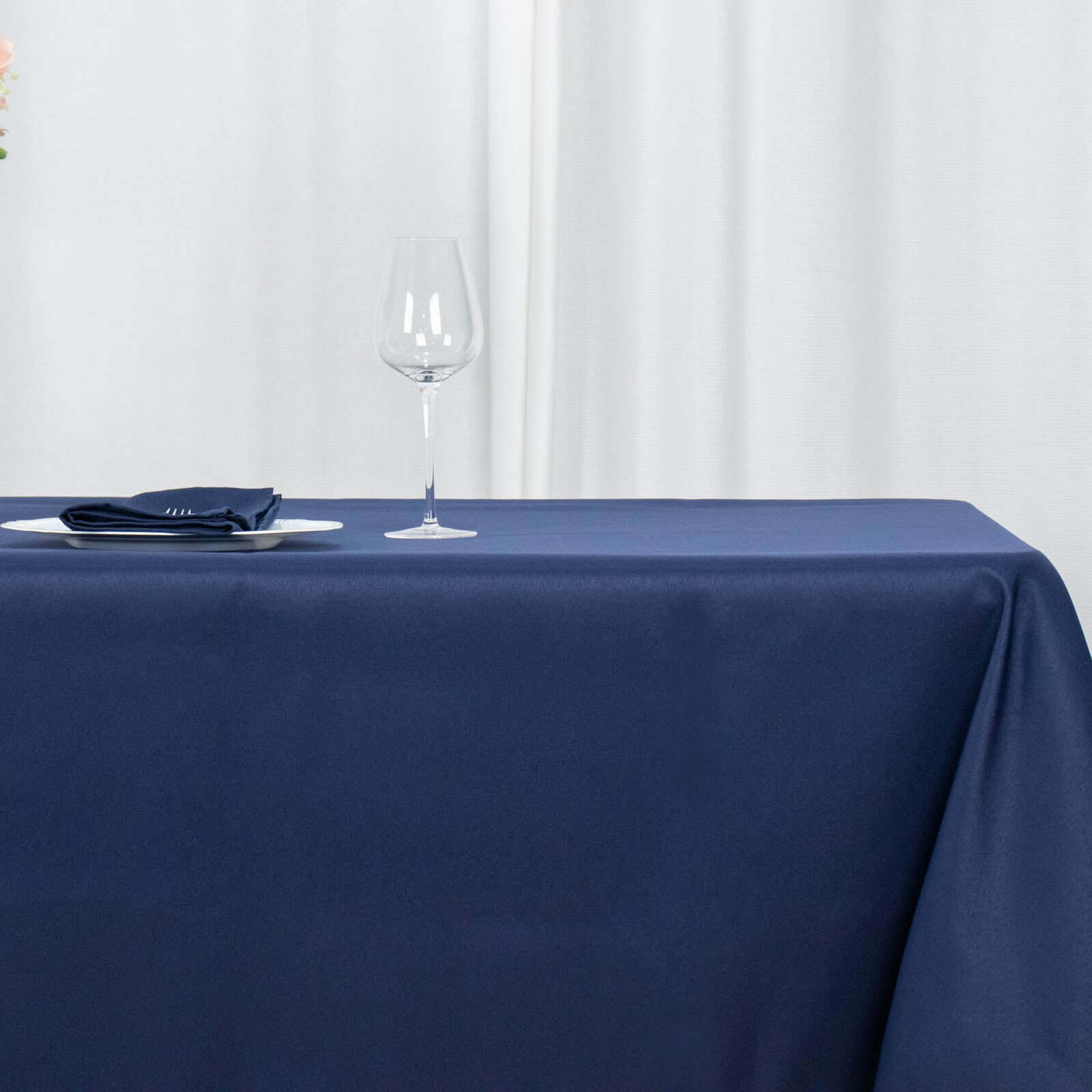 Premium Polyester 90x156 Rectangle Tablecloth Navy Blue - Seamless 220GSM Stain-Resistant Table Cover