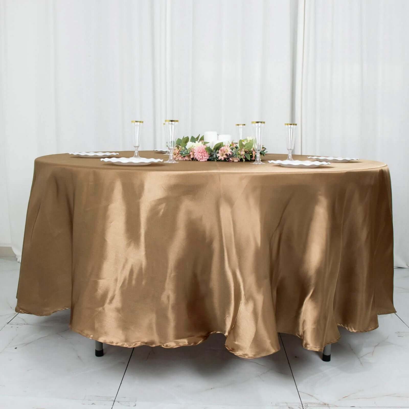 Satin 108 Round Tablecloth Taupe - Smooth and Lustrous Table Cover